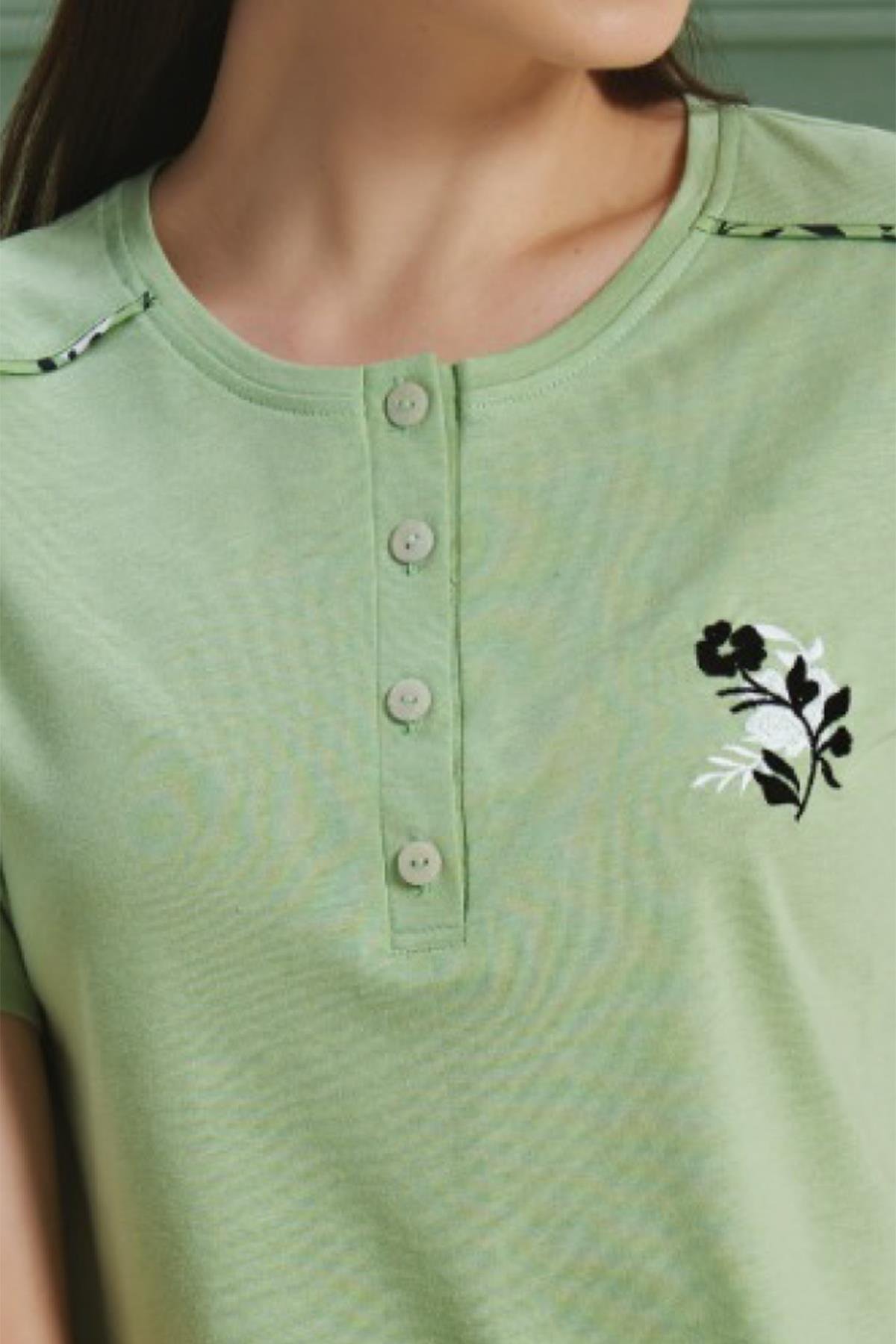 BSM 000202 BYN K.KOL PİJAMA - Fıstık Yeşili