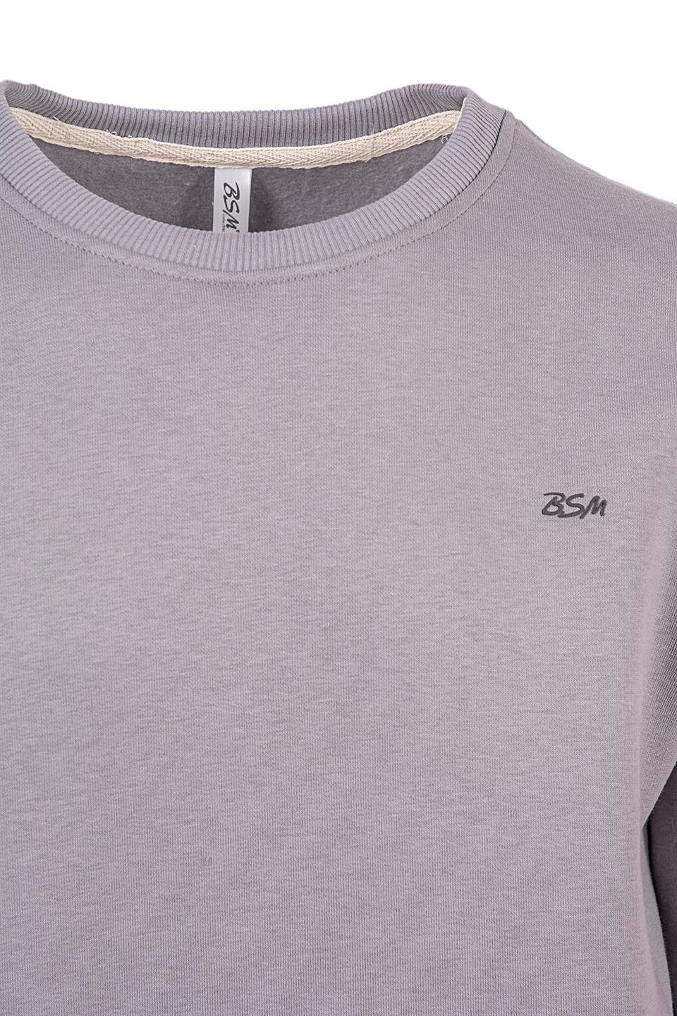 BSM 000260 ERK O YAKA 3 İPLİK SWEAT - Gri