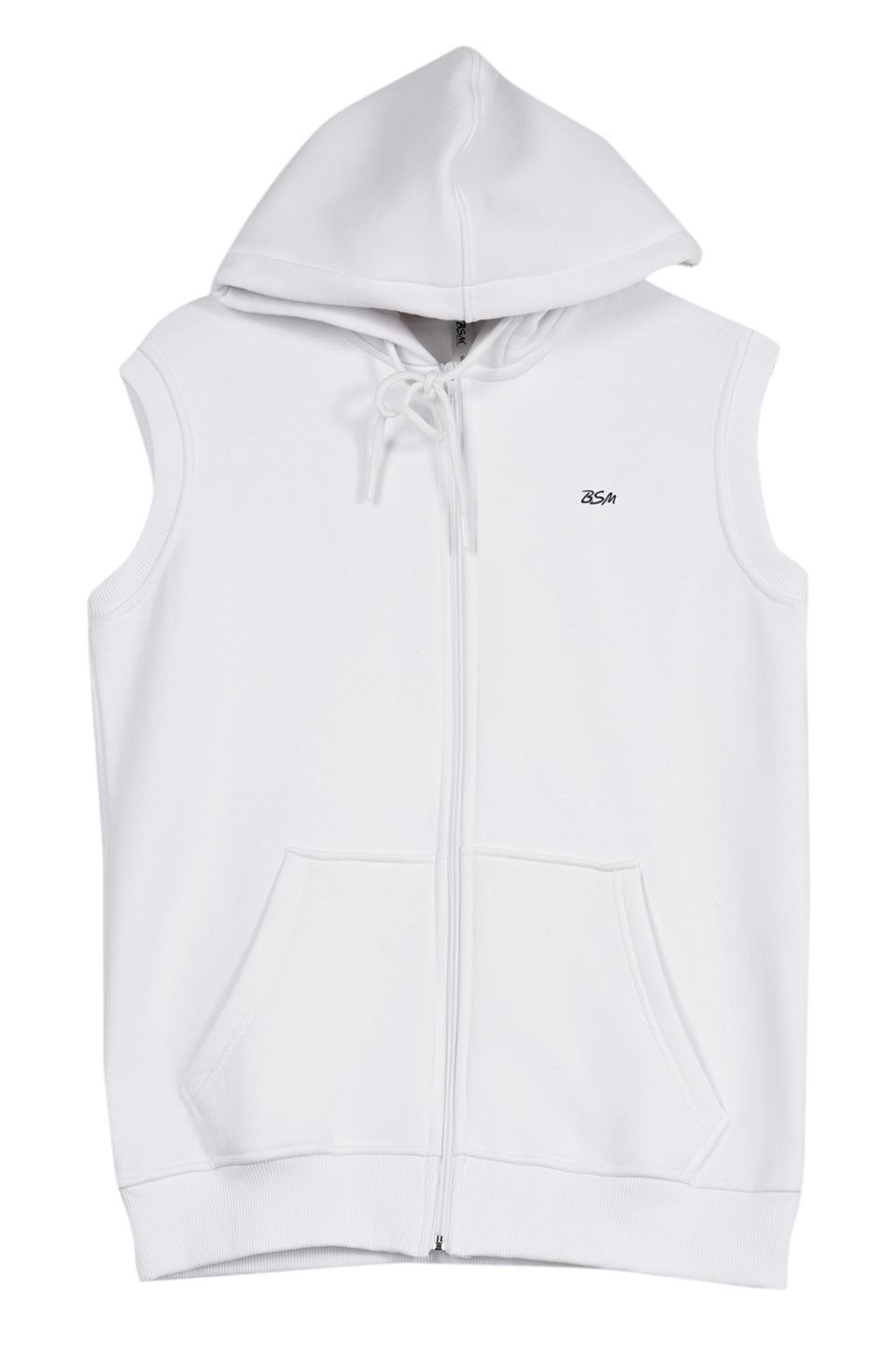 BSM 000536 UNX 3 İPLİK KAPŞ YELEK - Beyaz