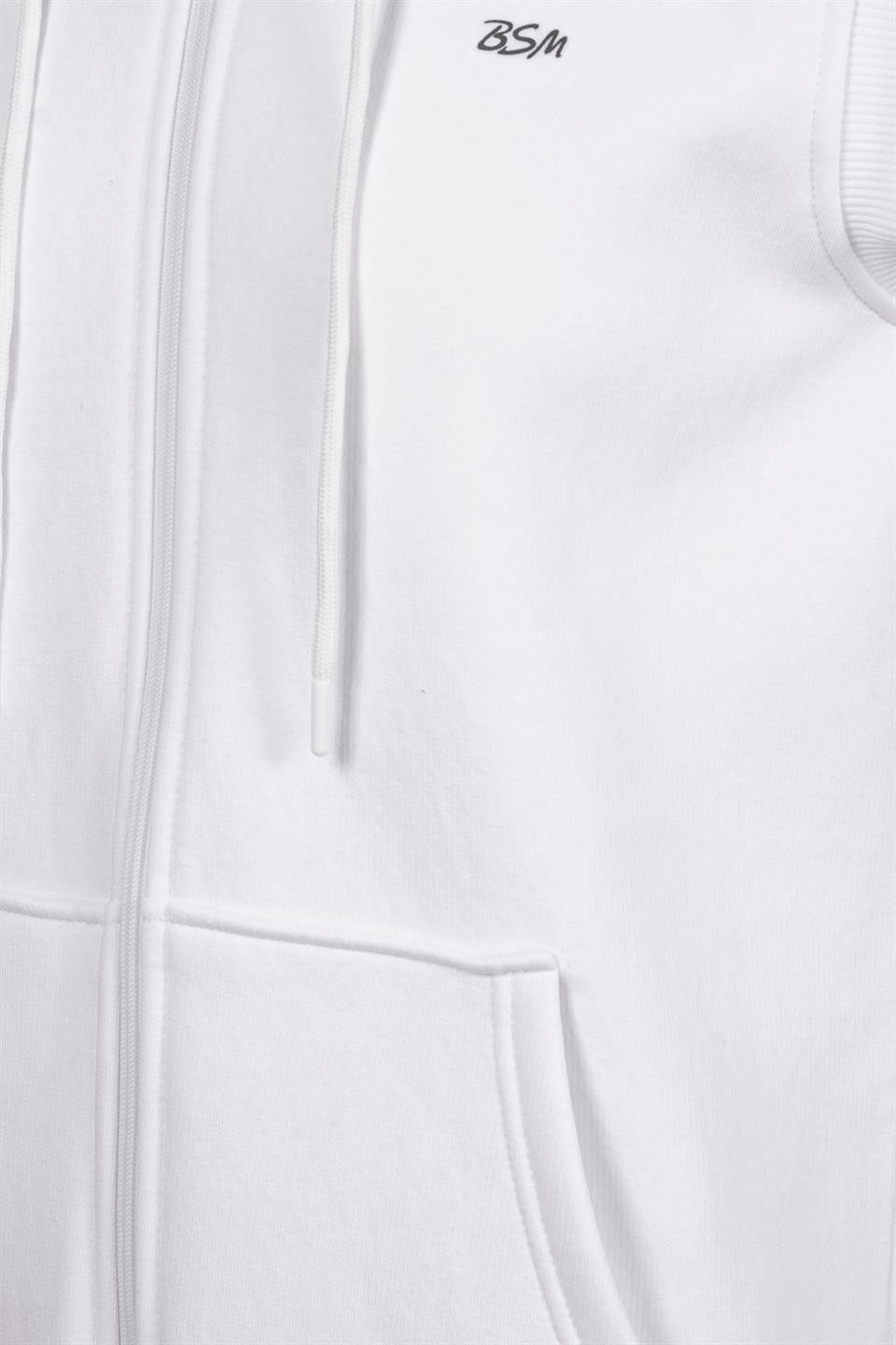 BSM 000536 UNX 3 İPLİK KAPŞ YELEK - Beyaz