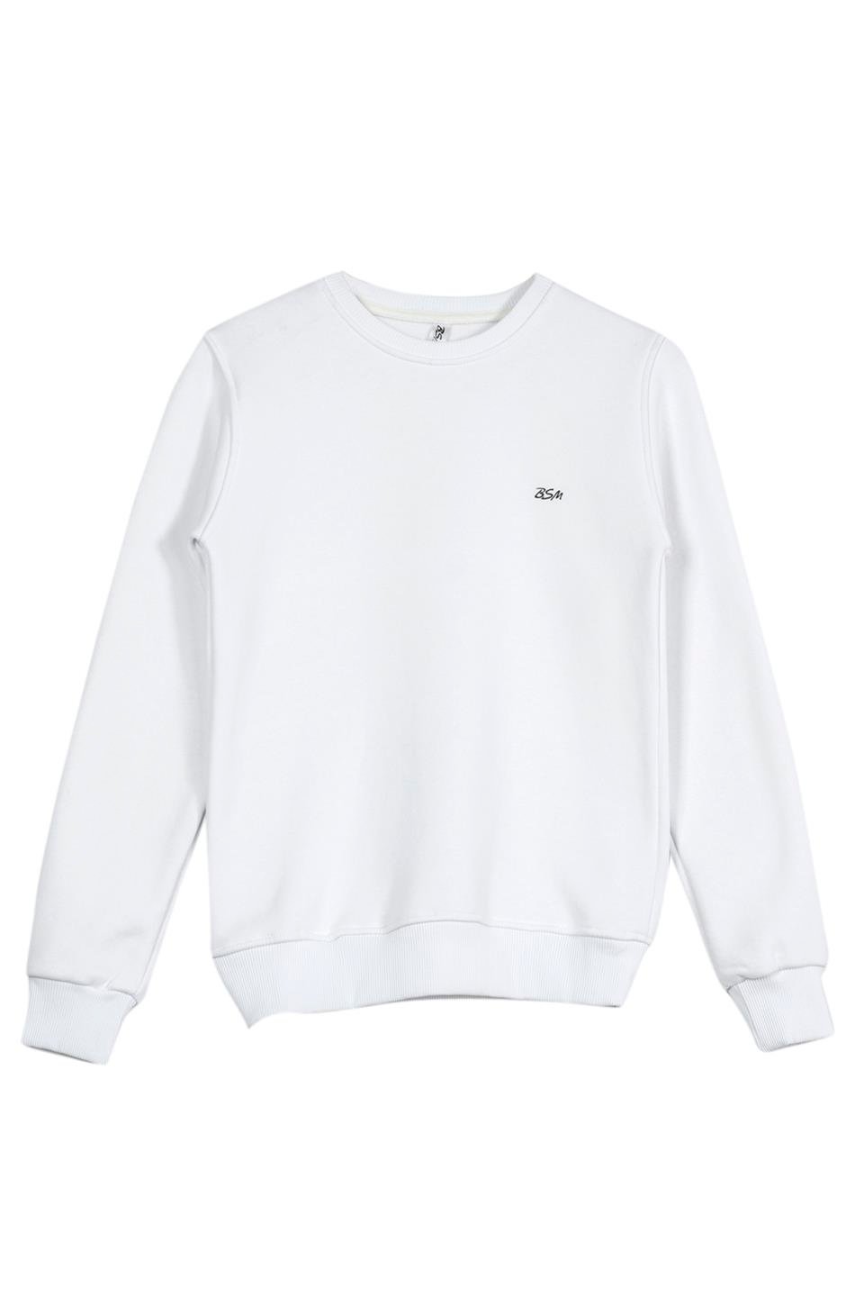 BSM 001217 BYN O YAKA 3 İPLİK SWEAT - Beyaz