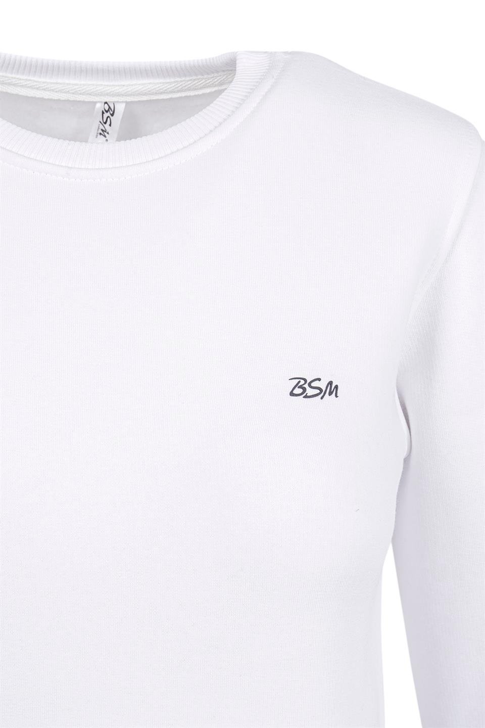 BSM 001217 BYN O YAKA 3 İPLİK SWEAT - Beyaz