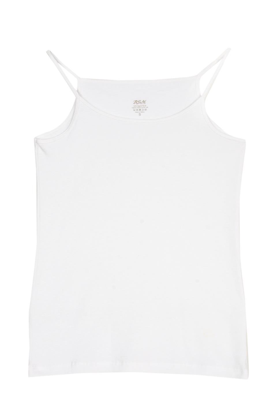 BSM 075153 BYN ORGANİK İP ASKILI ATLET - Beyaz