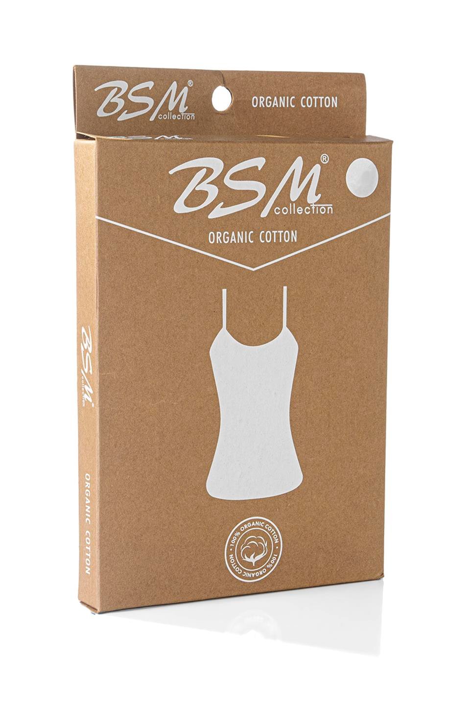 BSM 075153 BYN ORGANİK İP ASKILI ATLET - Beyaz