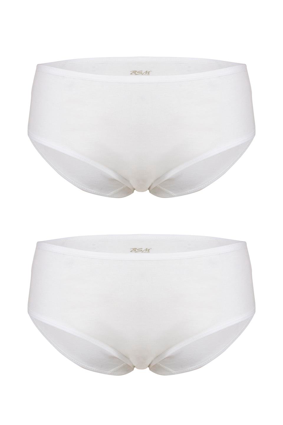 BSM 078203 BYN ORGANİK YÜKSEK BEL 2 Lİ SLİP - Beyaz