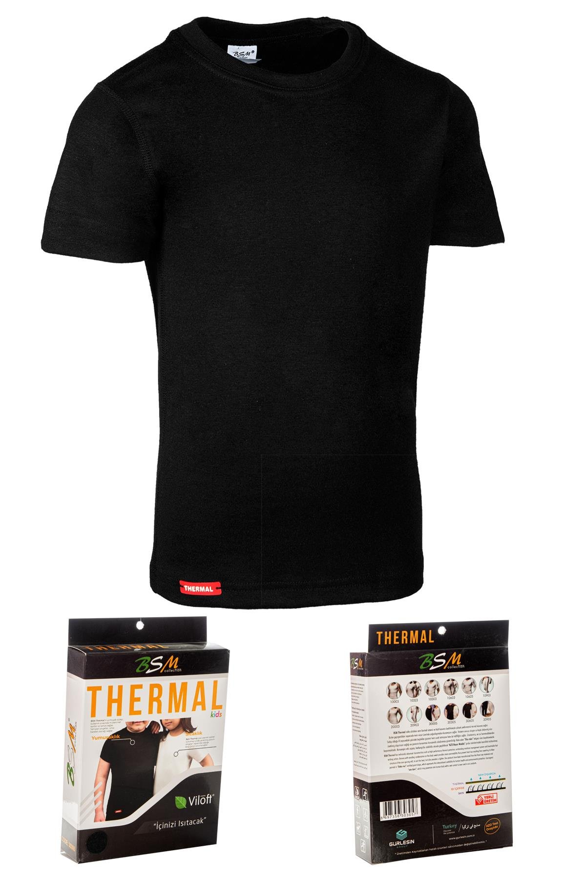 Bsm Çocuk Viloft Kısa Kol Sıfır Yaka Termal Body 30305 - Siyah