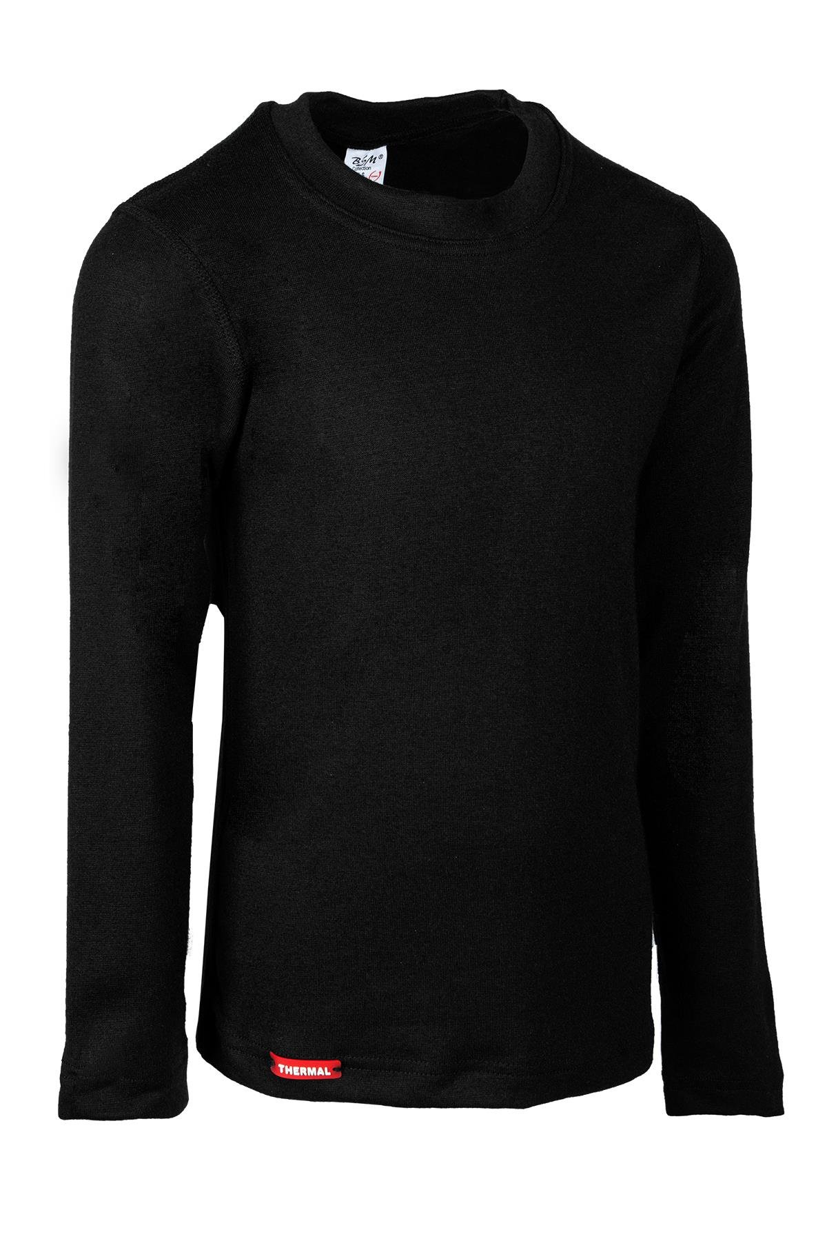 Bsm  Çocuk Viloft  Sıfır Yaka Uzun Kol Body 30605 - Siyah