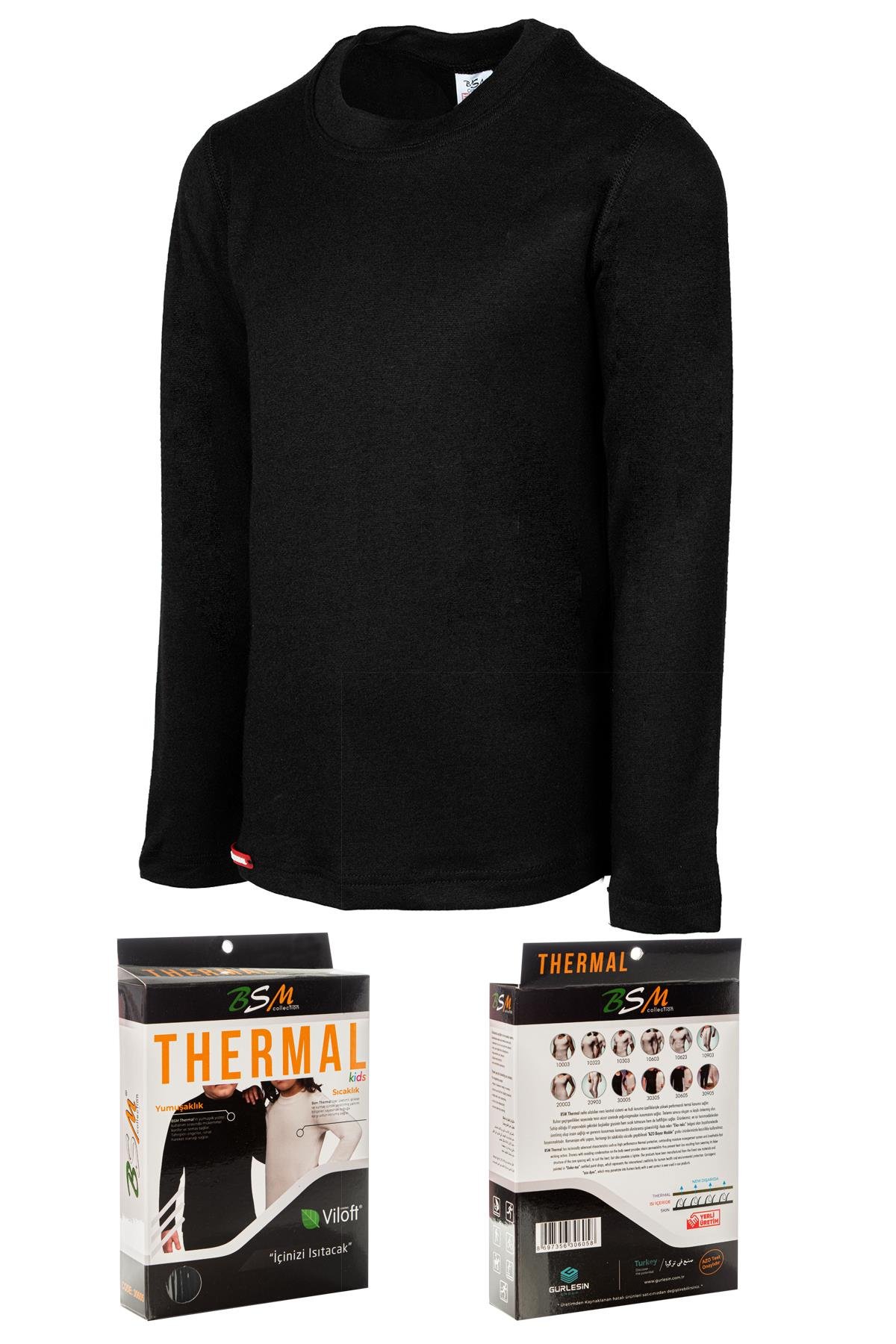 Bsm  Çocuk Viloft  Sıfır Yaka Uzun Kol Body 30605 - Siyah