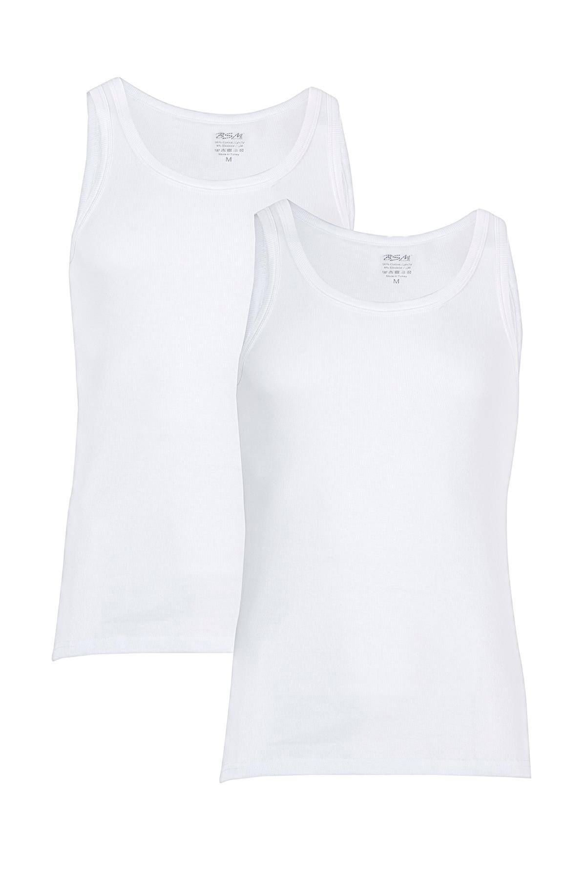 Bsm Erkek 2'li Kaşkorse Atlet 11373 - Beyaz