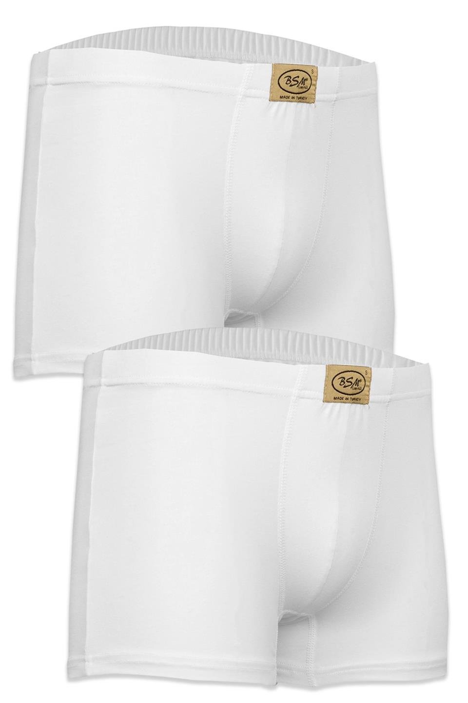 Bsm Erkek 2'li Stretch Kısa Boxer 44203 - Beyaz