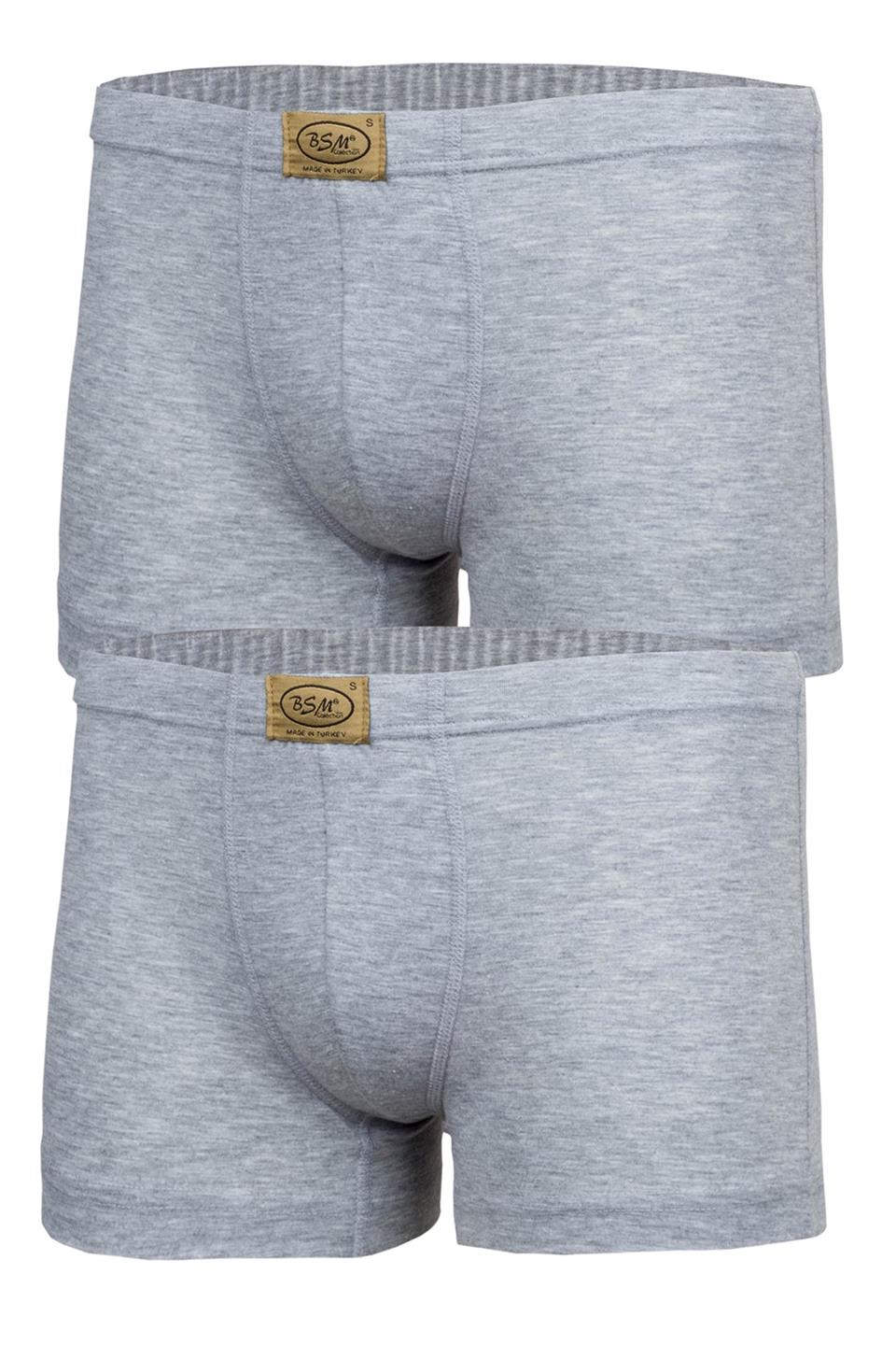 Bsm Erkek 2'li Stretch Kısa Boxer 44203 - Gri