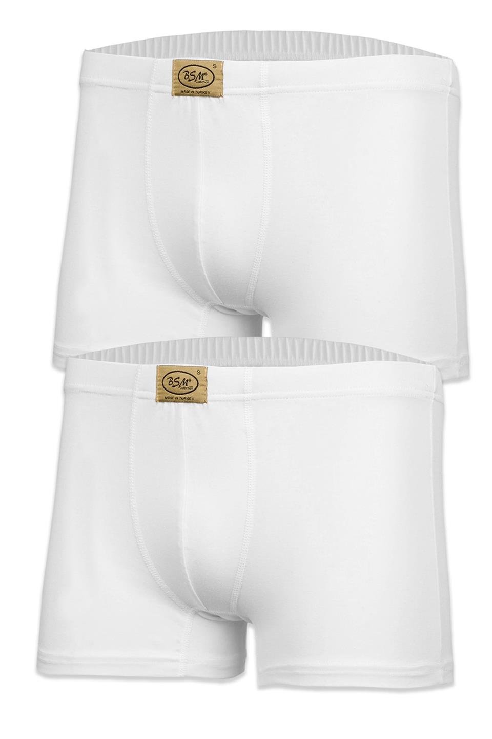 Bsm Erkek 2'li Stretch Kısa Boxer 44203 - Beyaz
