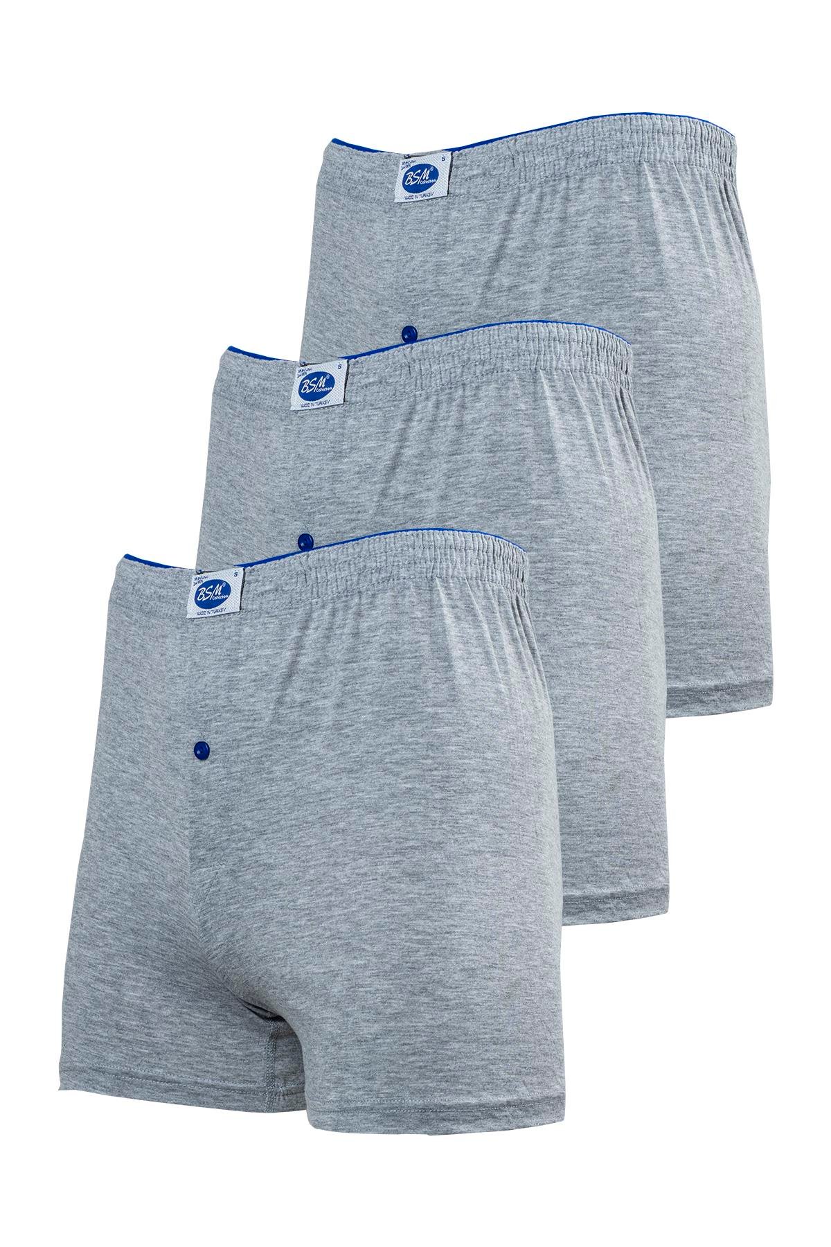 Bsm Erkek Kemerli Pamuklu Boxer 13404 - Gri