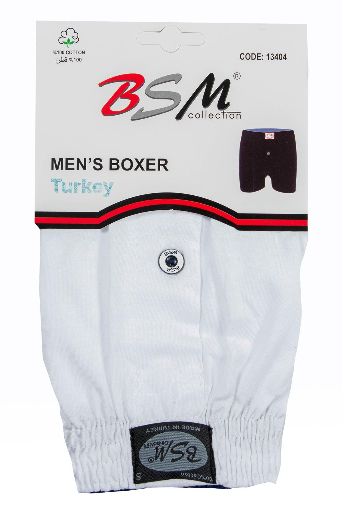 Bsm Erkek Kemerli Pamuklu Boxer 13404 - Beyaz