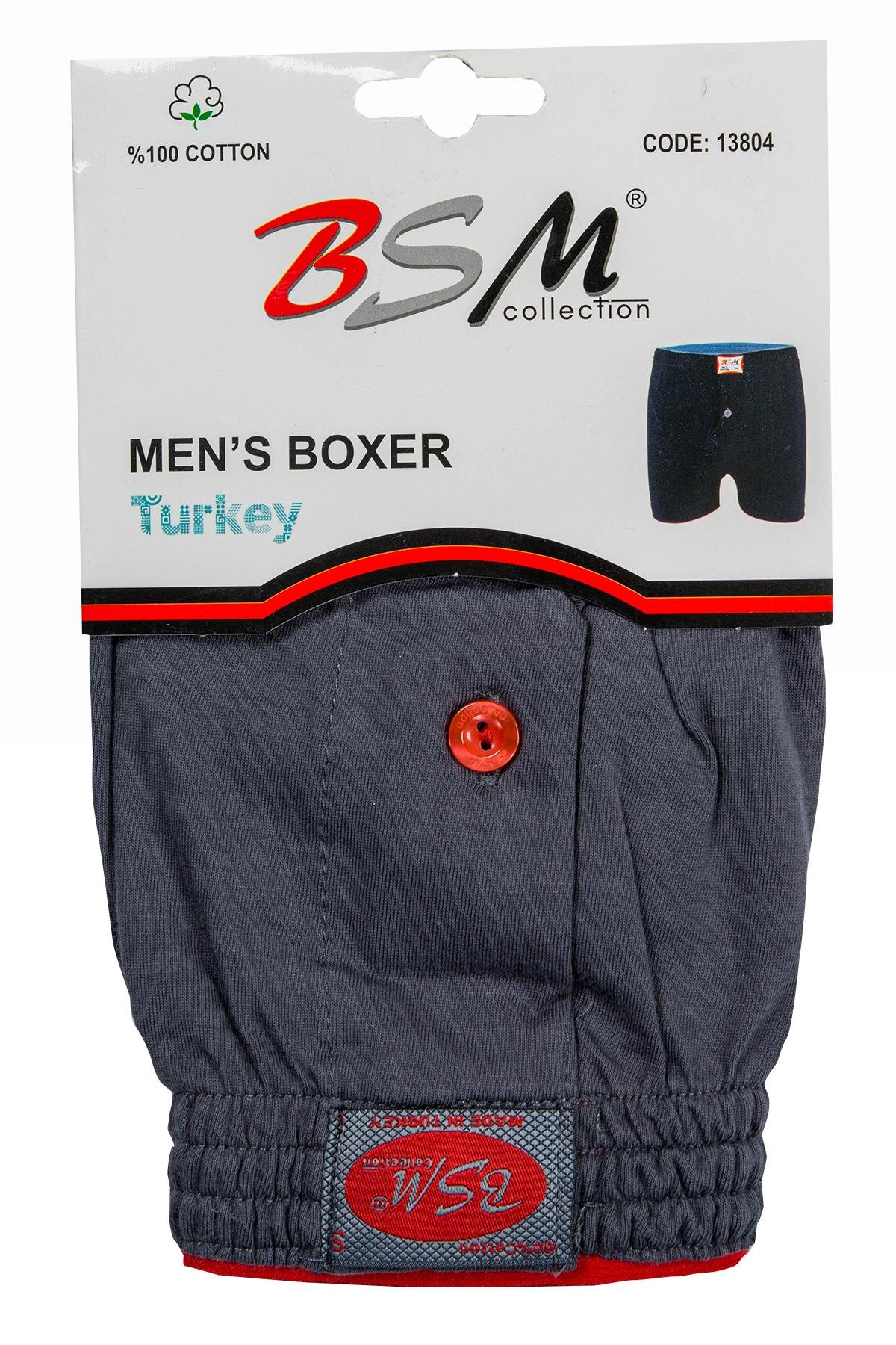 Bsm Erkek Kemerli Pamuklu Boxer 13404 - Füme