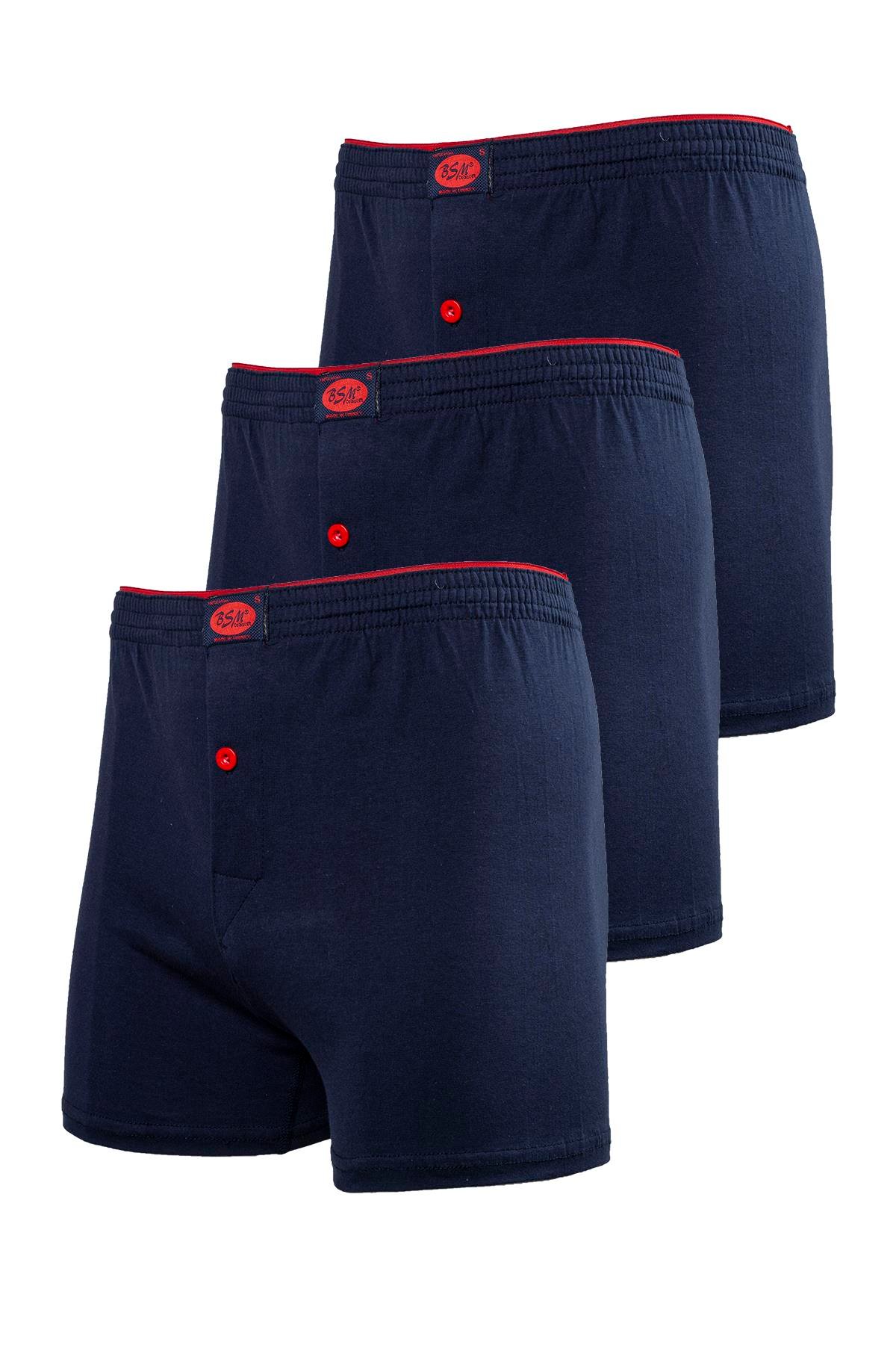 Bsm Erkek Kemerli Pamuklu Boxer 13404 - Lacivert