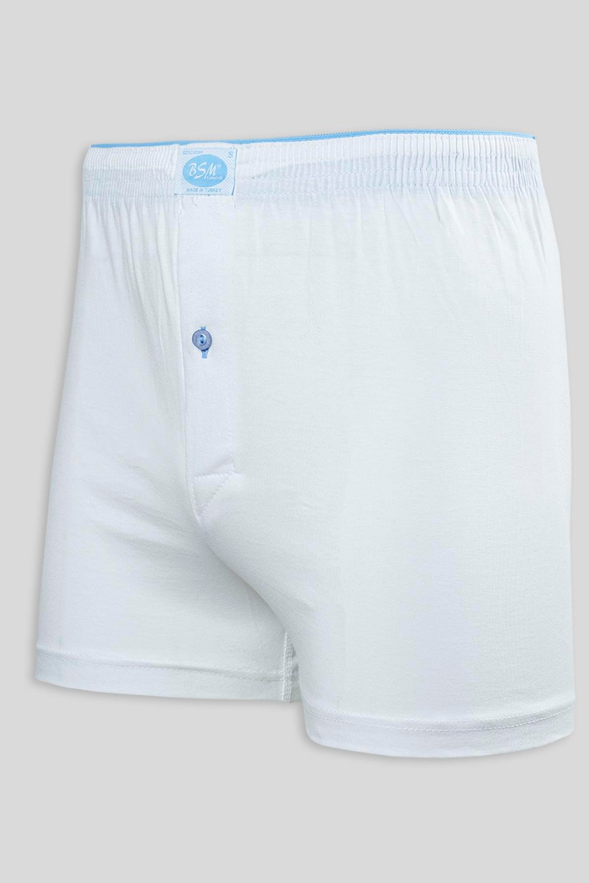 Bsm Erkek Kemerli Pamuklu Boxer 13404 - Beyaz