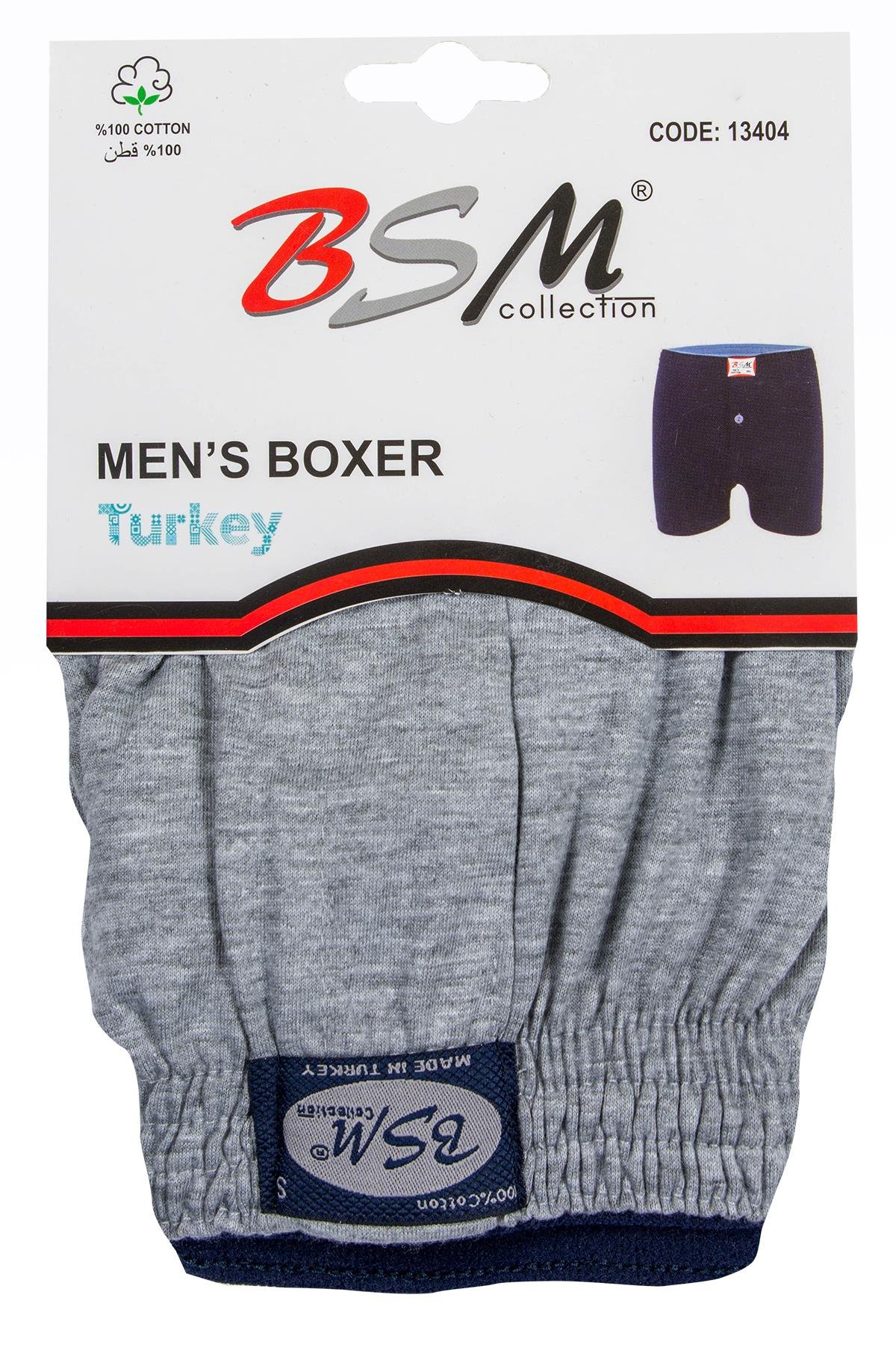 Bsm Erkek Kemerli Pamuklu Boxer 13404 - Gri