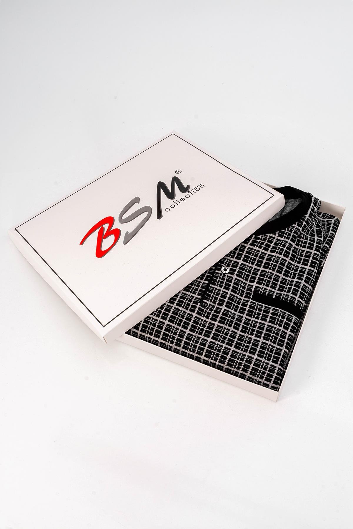 BSM ERKEK KISA KOL PİJAMA 002188 - Ekose
