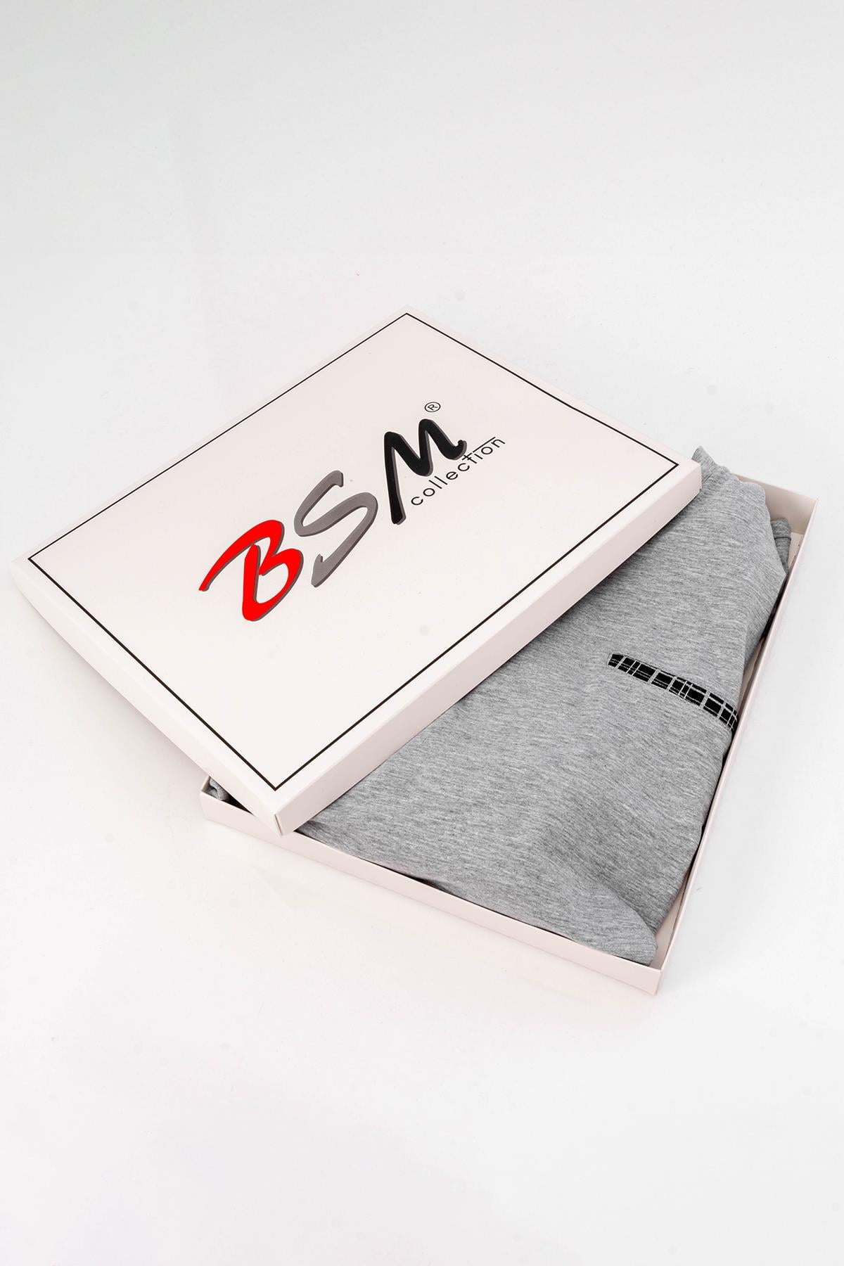 BSM ERKEK KISA KOL PİJAMA 002188 - Gri