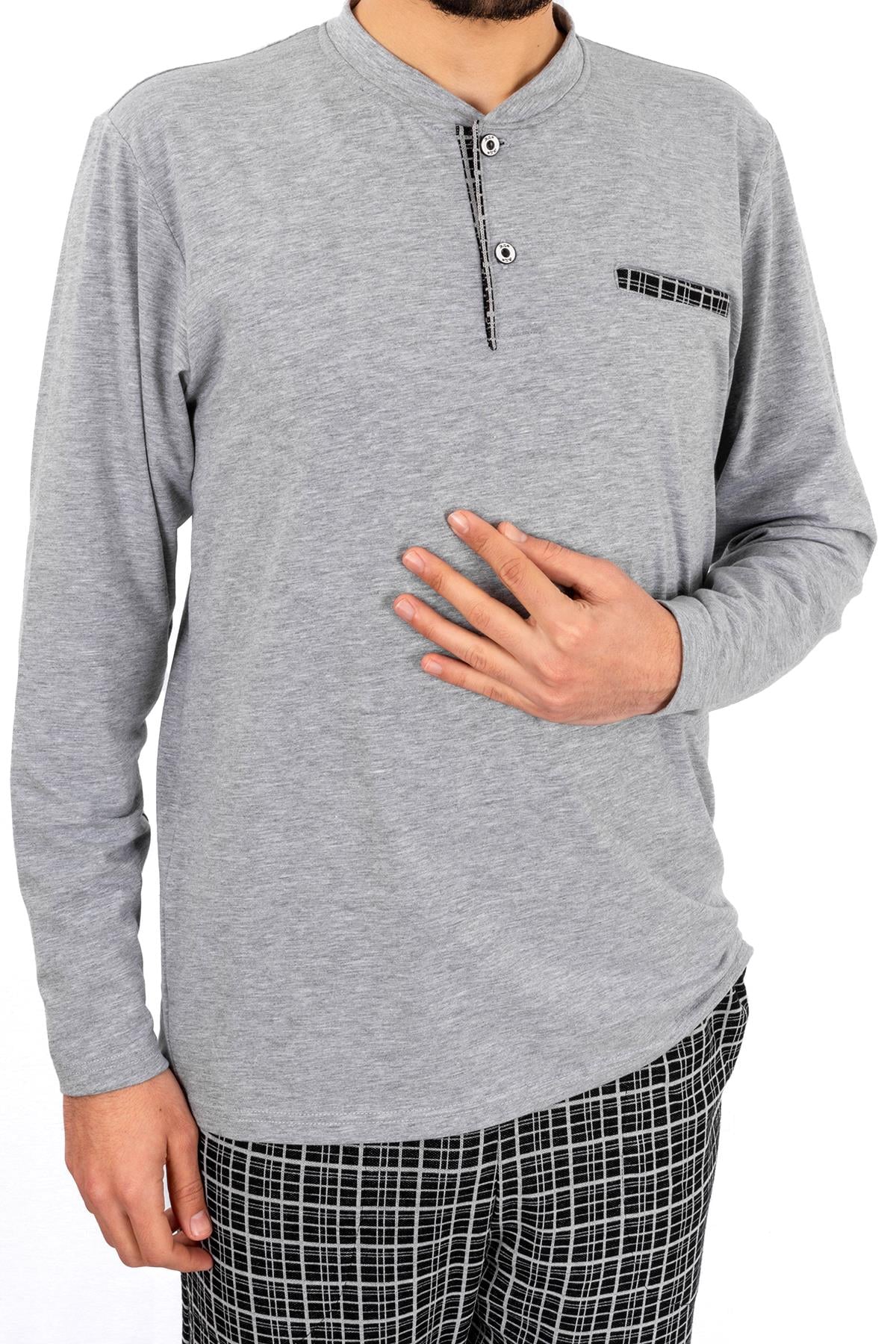 BSM ERKEK KISA KOL PİJAMA 002188 - Gri