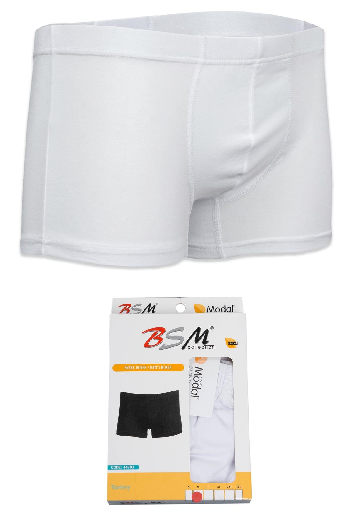Bsm Erkek Modal Kısa Boxer 44703 - Beyaz