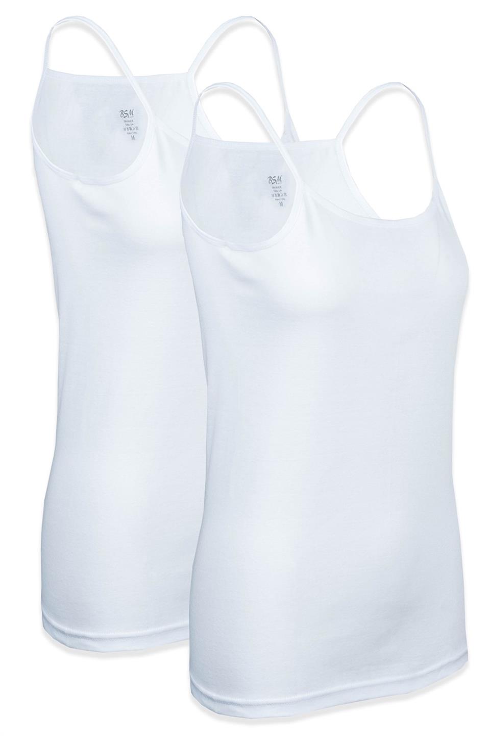 Bsm Kadın 2'li İp Askılı Ribana Atlet 24503 - Beyaz