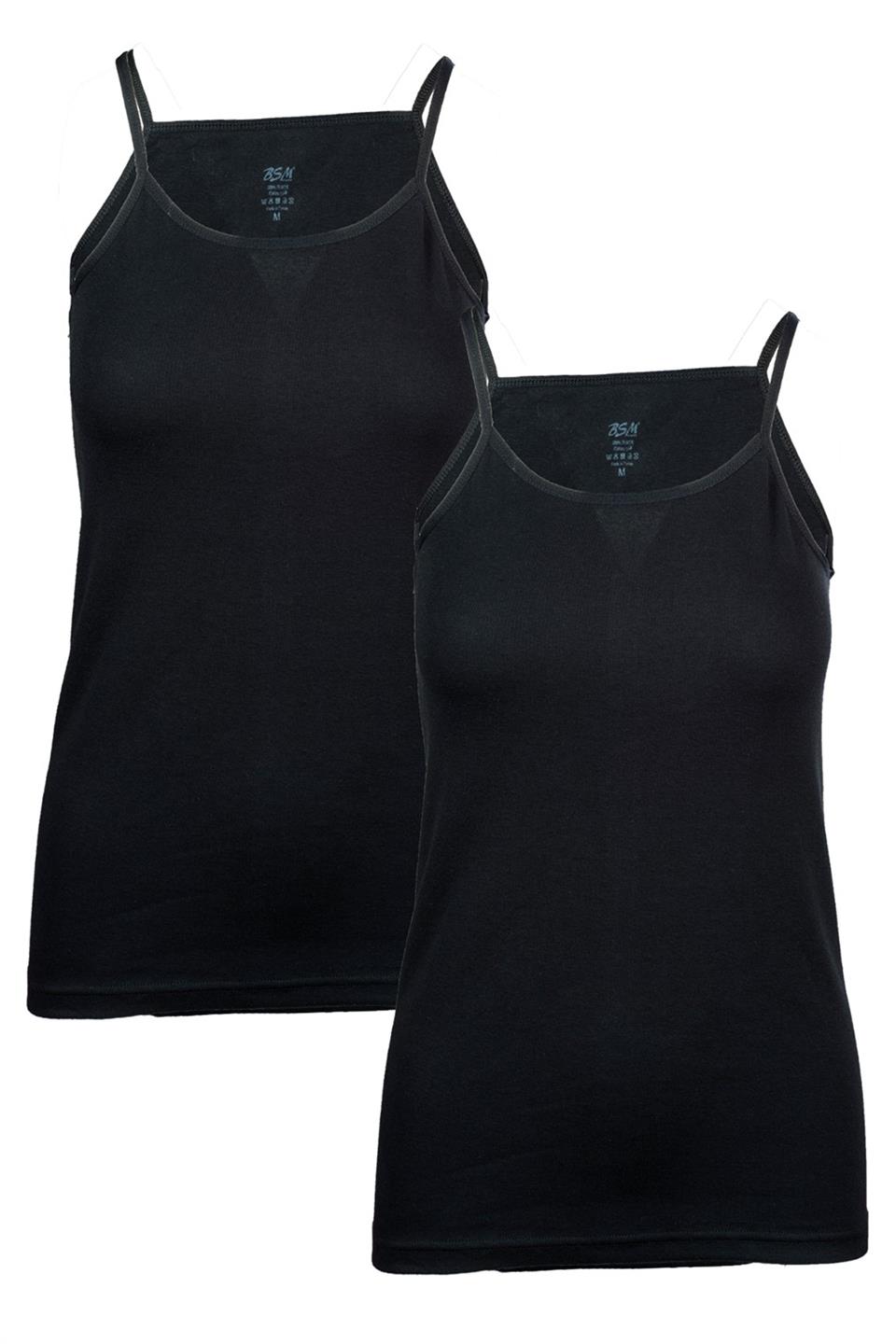 Bsm Kadın 2'li İp Askılı Ribana Atlet 24503 - Siyah