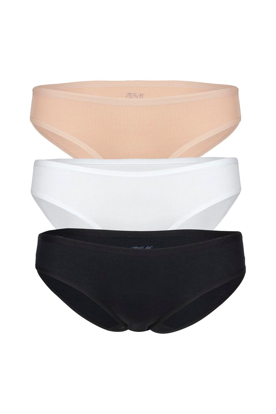 Bsm Kadın 3'lü Kaşkorse Bikini Kom Külot 21603 - Asorti