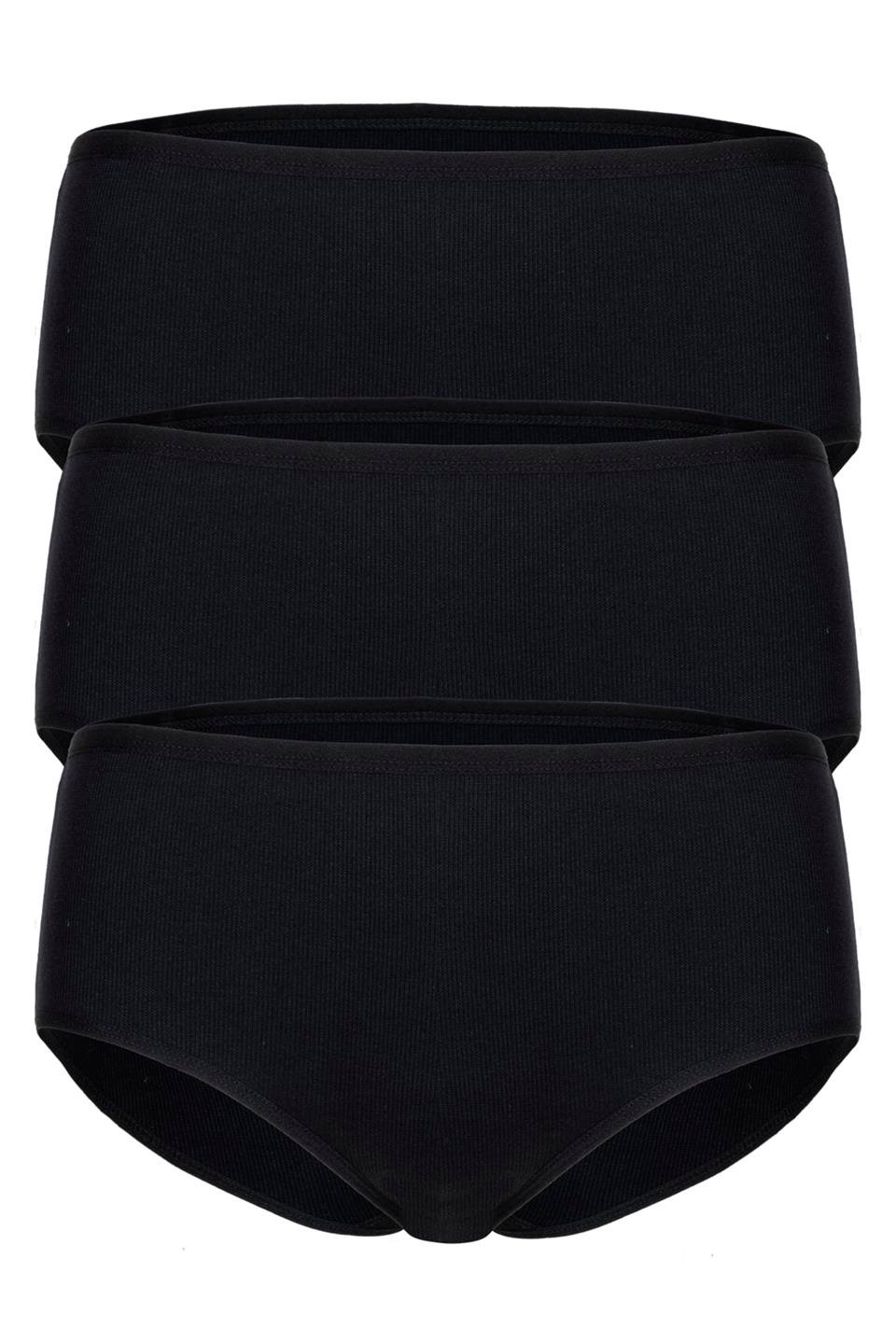 Bsm Kadın 3'lü Kaşkorse İnce Lastik Bato Kom Külot 21643 - Siyah