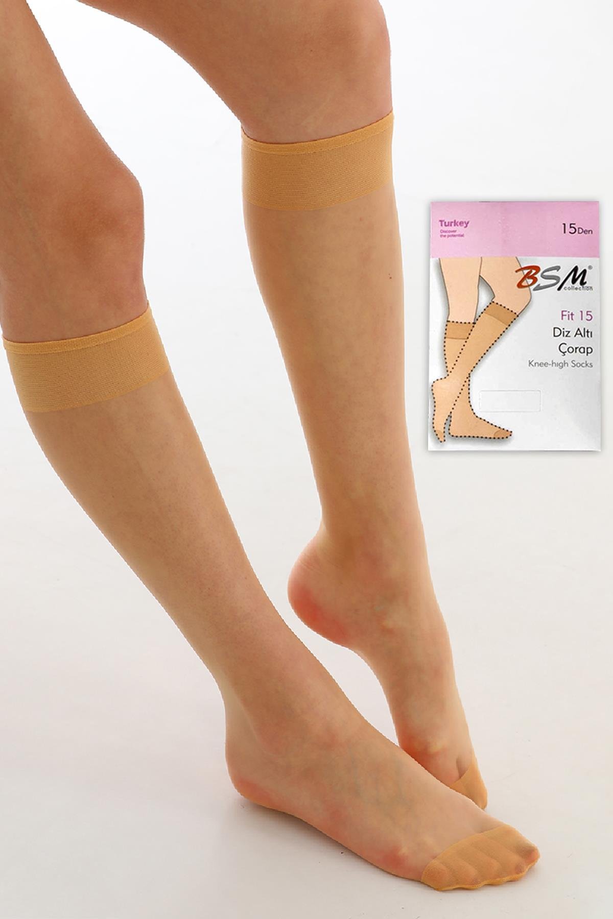 Bsm Kadın Fit 15 Den Dizaltı Çorap 9001 - Sahra