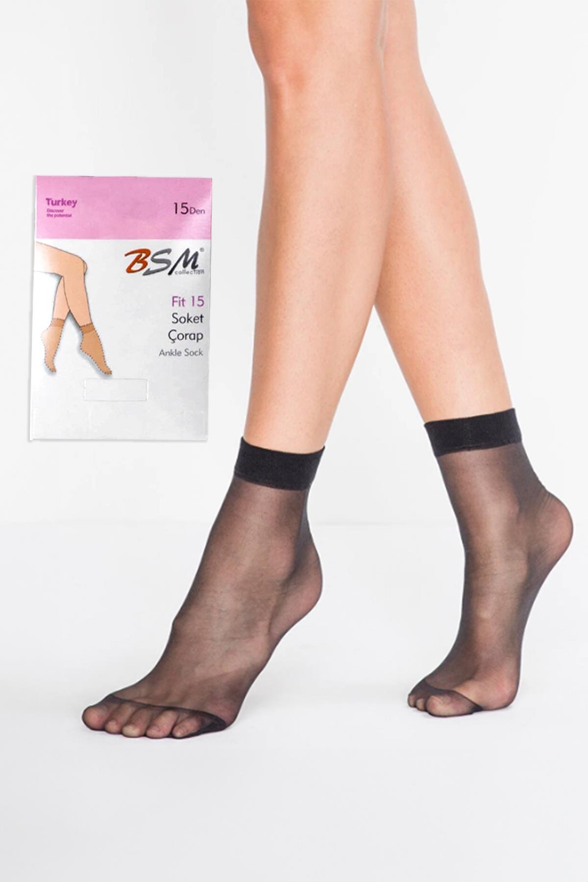 Bsm Kadın Fit 15 Den Soket 9152 - Siyah