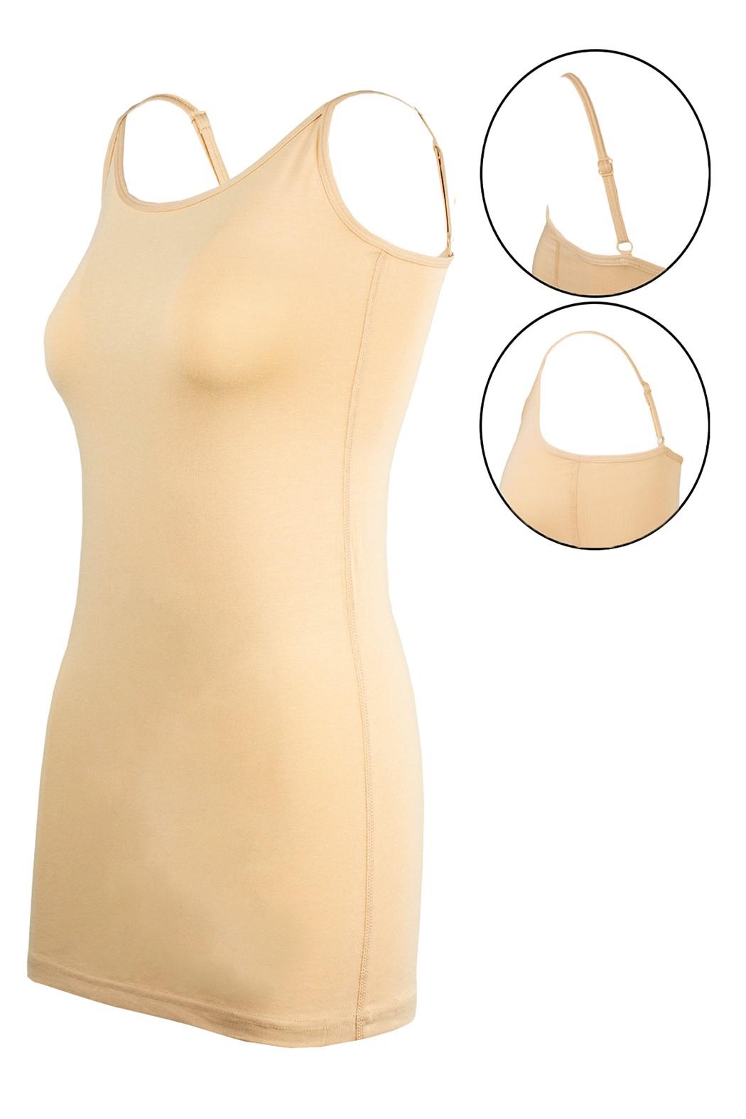 Bsm Kadın Modal İp Askılı Uzun Atlet 45533 - Ten