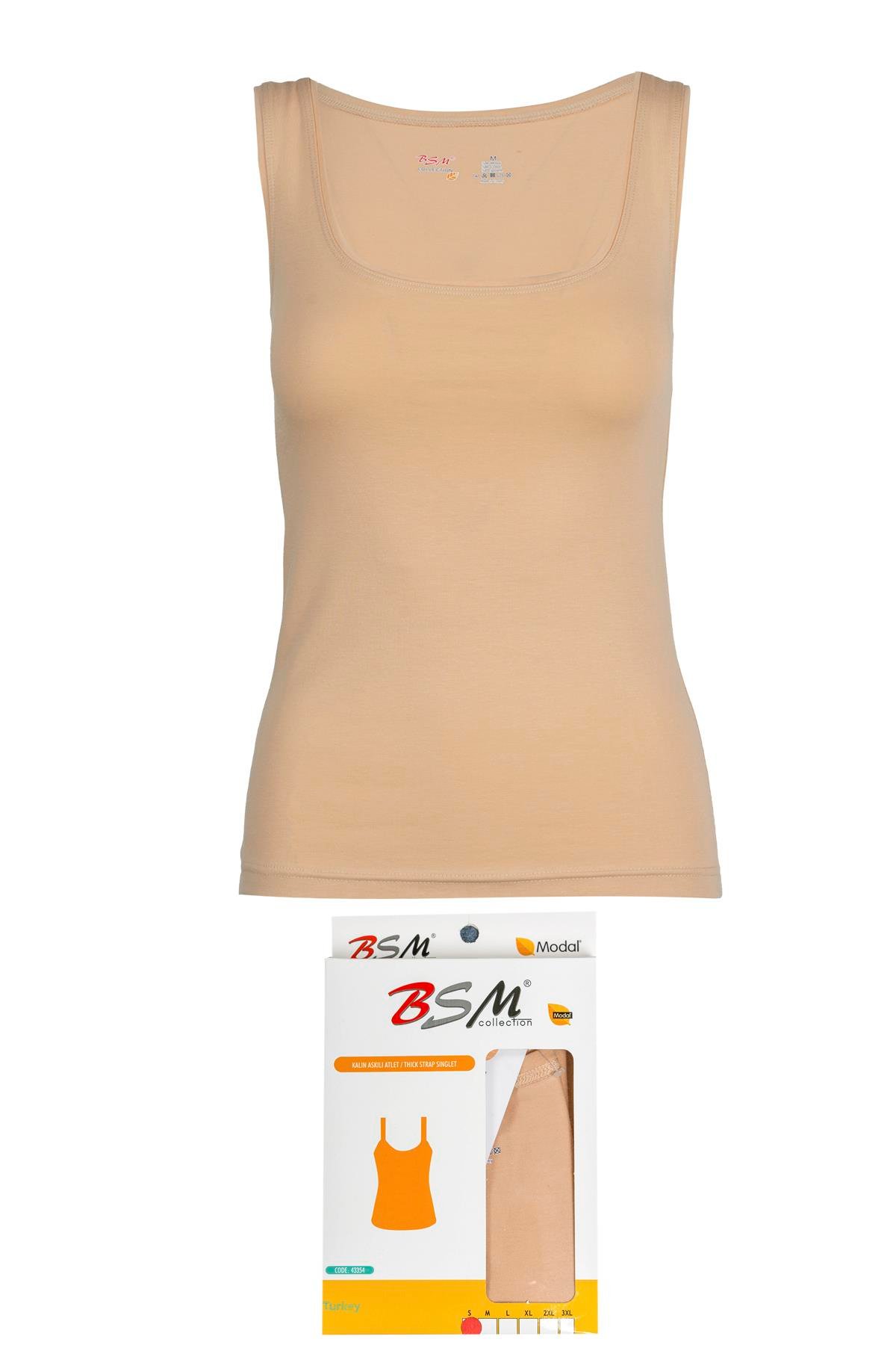 Bsm  Kadın Modal Kalın Askılı Atlet 45563 - Ten