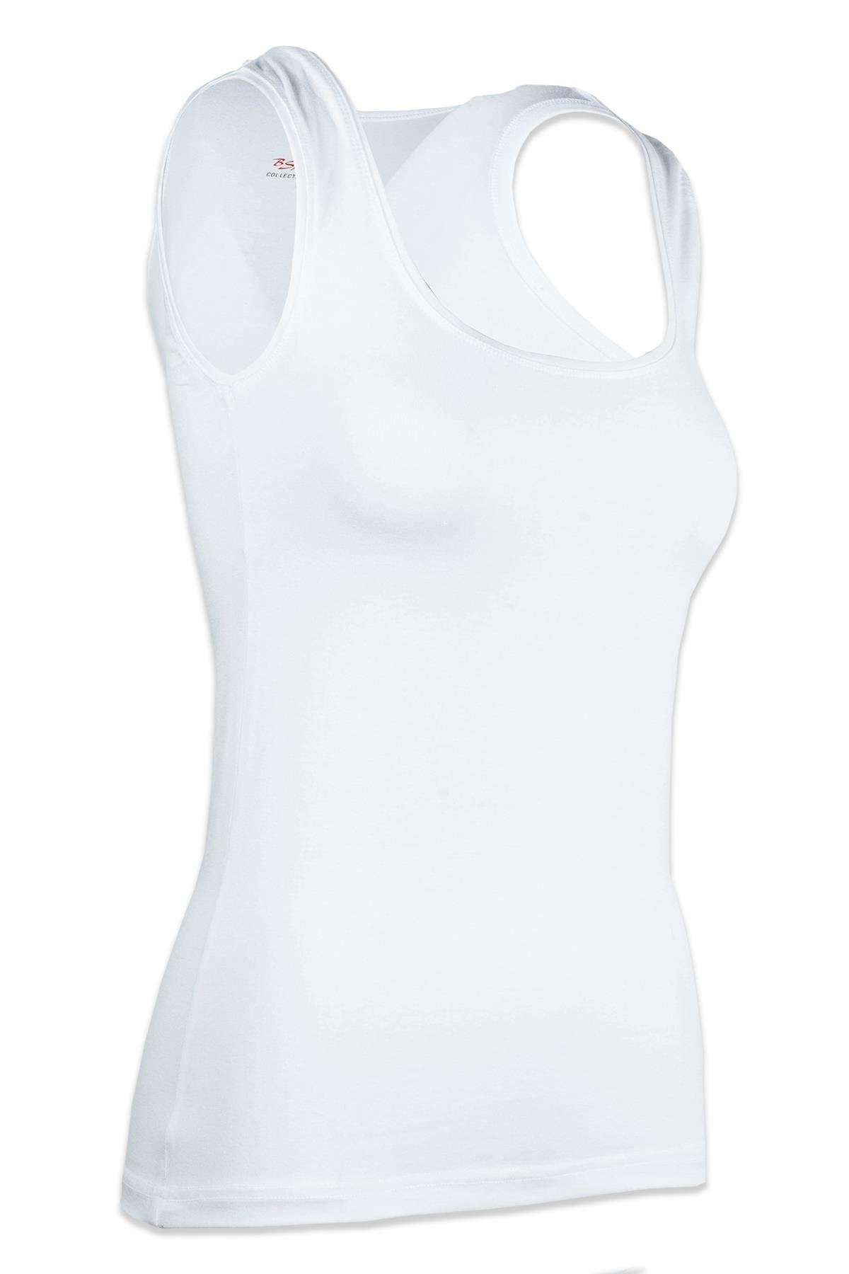 Bsm  Kadın Modal Kalın Askılı Atlet 45563 - Beyaz