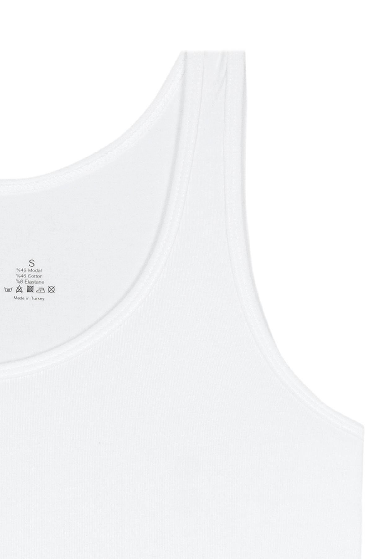 Bsm Kadın Modal Kalın Askılı Çıtçıtlı Body 47603 - Beyaz