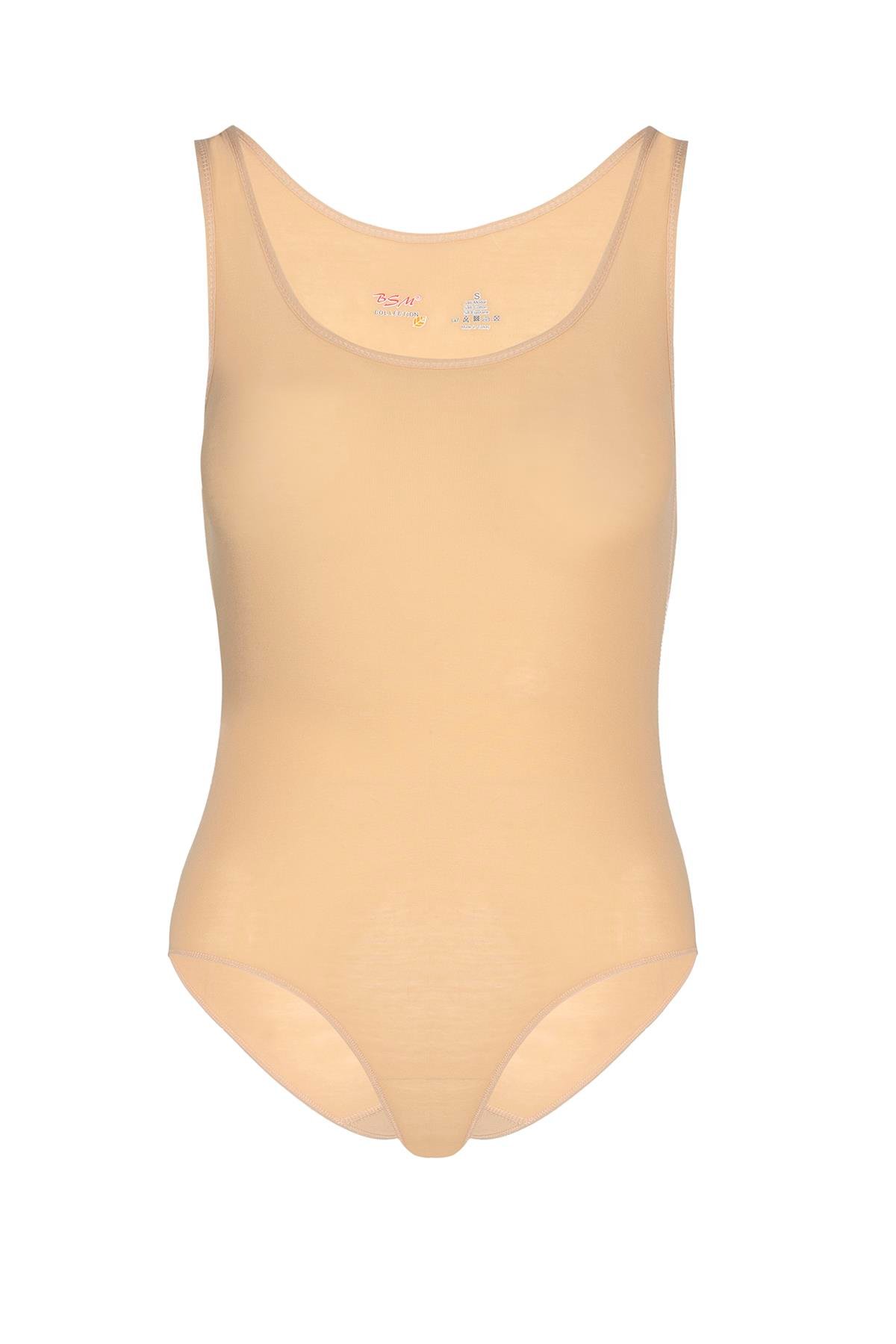 Bsm Kadın Modal Kalın Askılı Çıtçıtlı Body 47603 - Ten