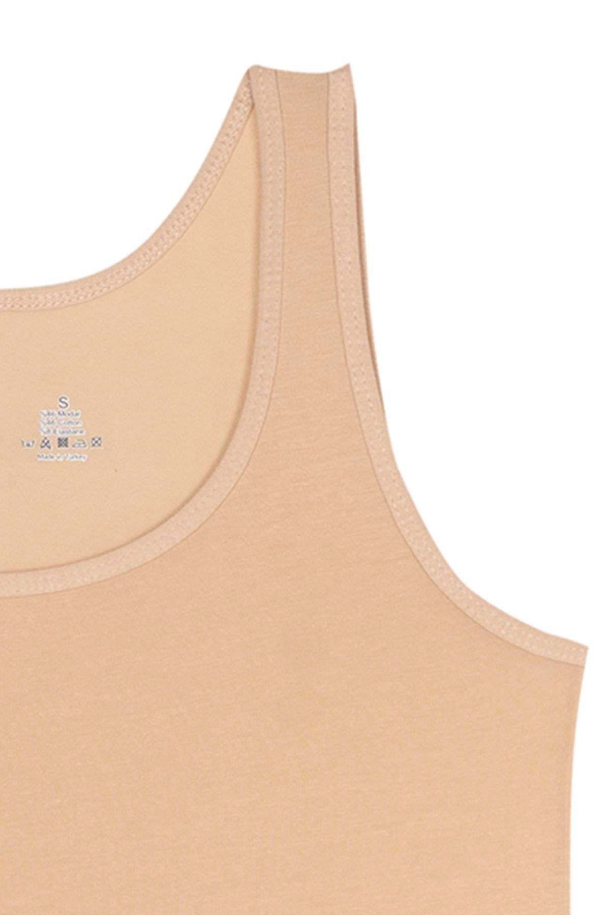 Bsm Kadın Modal Kalın Askılı Çıtçıtlı Body 47603 - Ten