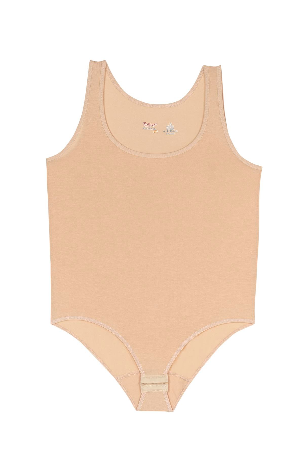 Bsm Kadın Modal Kalın Askılı Çıtçıtlı Body 47603 - Ten