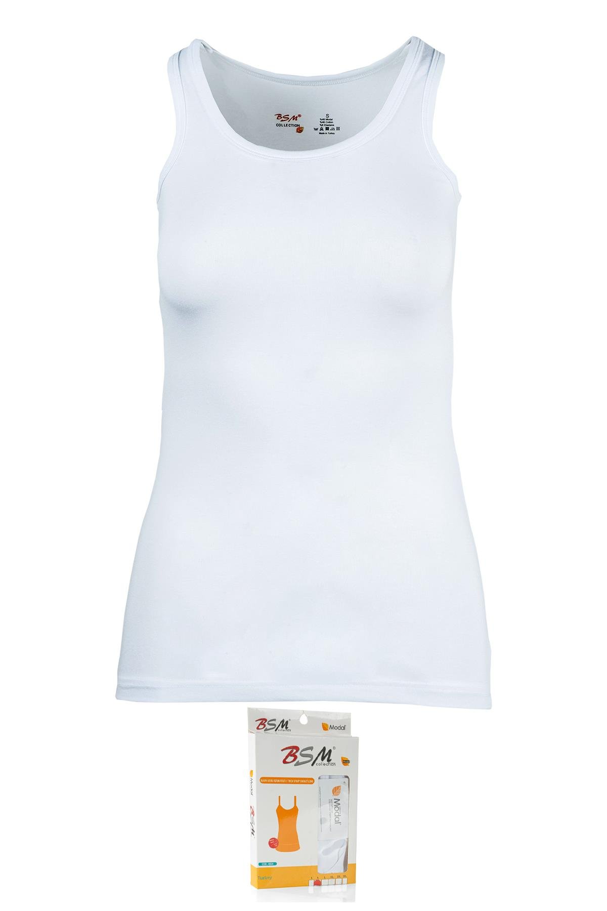 Bsm Kadın Modal Kalın Askılı Uzun Atlet 43534 - Beyaz