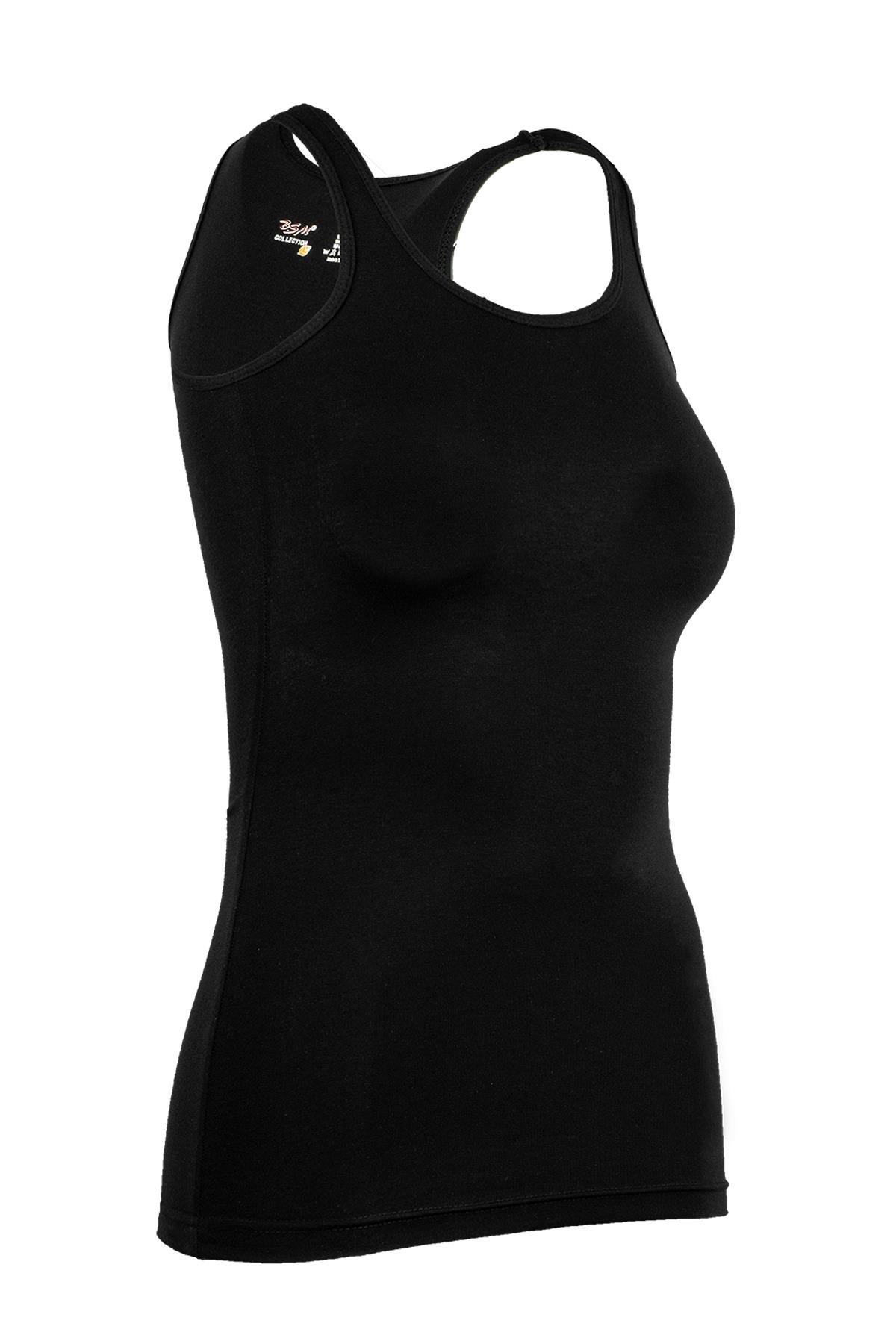 Bsm Kadın Modal Kalın Askılı Uzun Atlet 43534 - Siyah