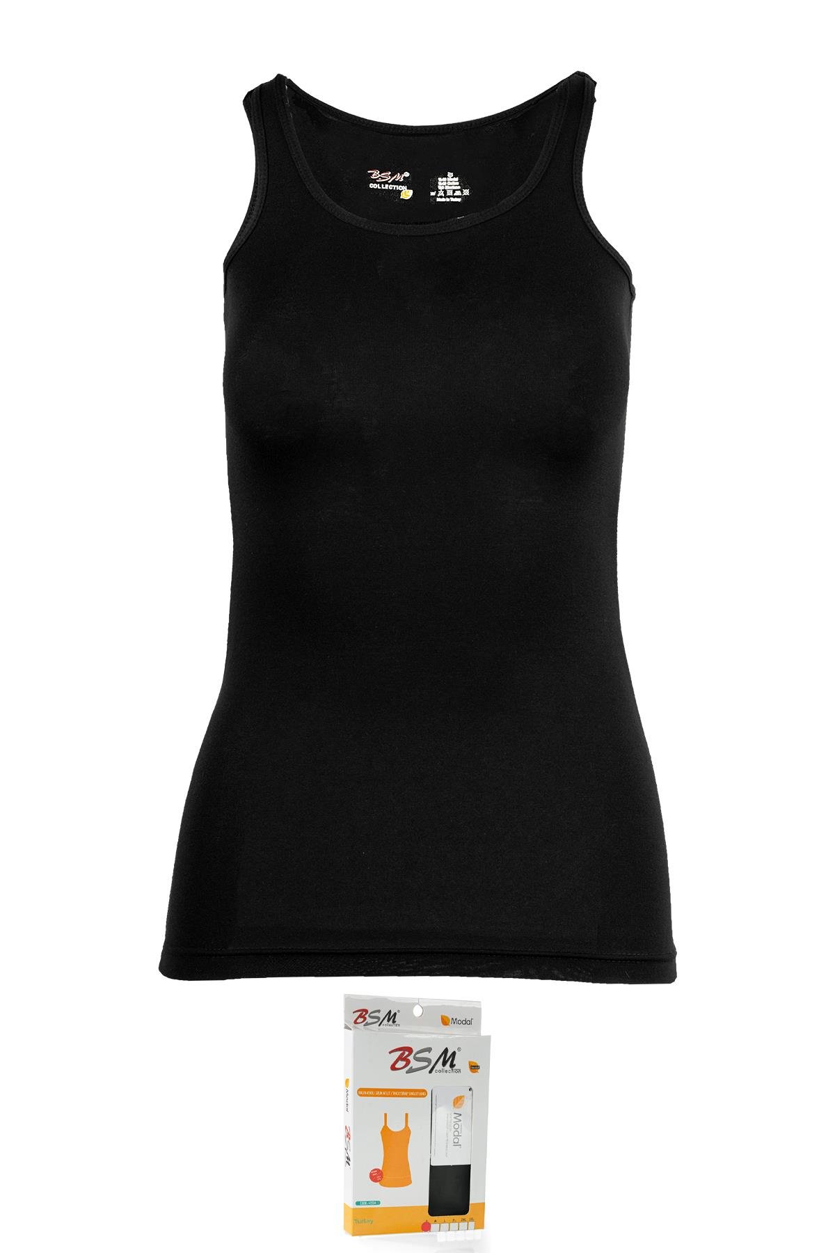 Bsm Kadın Modal Kalın Askılı Uzun Atlet 43534 - Siyah