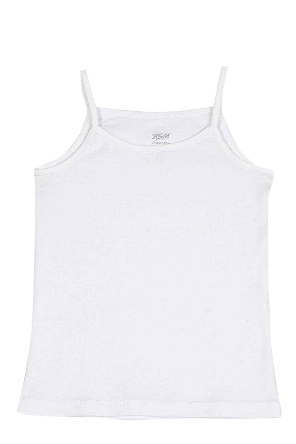 Bsm Kız Çocuk 3'lü  Ribana İp Askılı Atlet 31813 - Beyaz