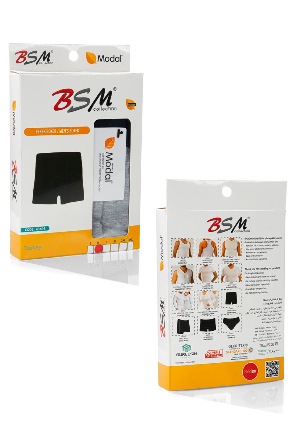 Bsm Modal Erkek Dıştan Lastikli Boxer 43603 - Gri