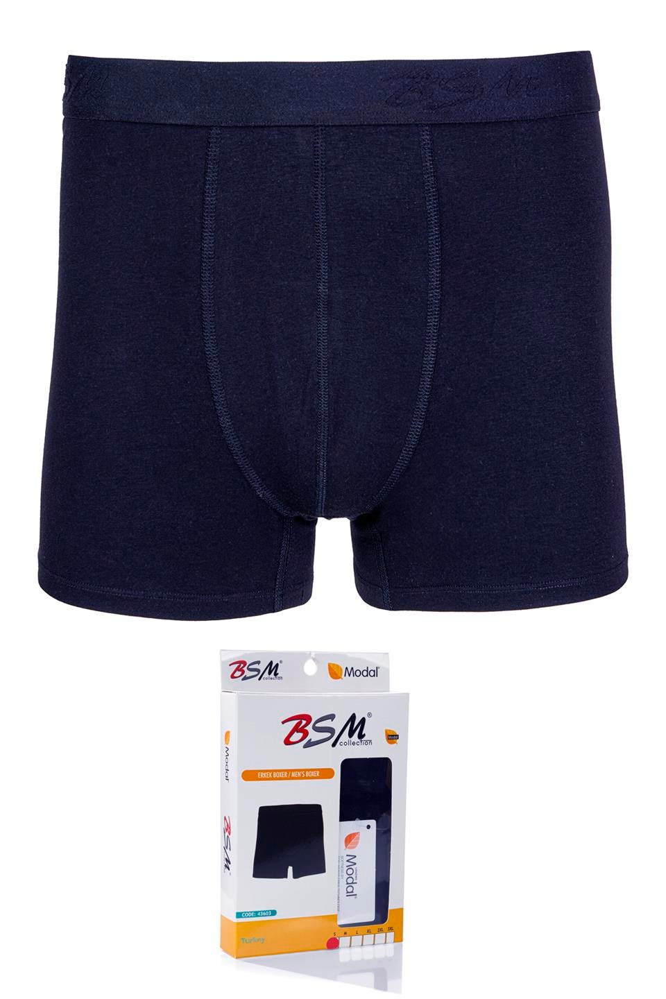 Bsm Modal Erkek Dıştan Lastikli Boxer 43603 - Lacivert