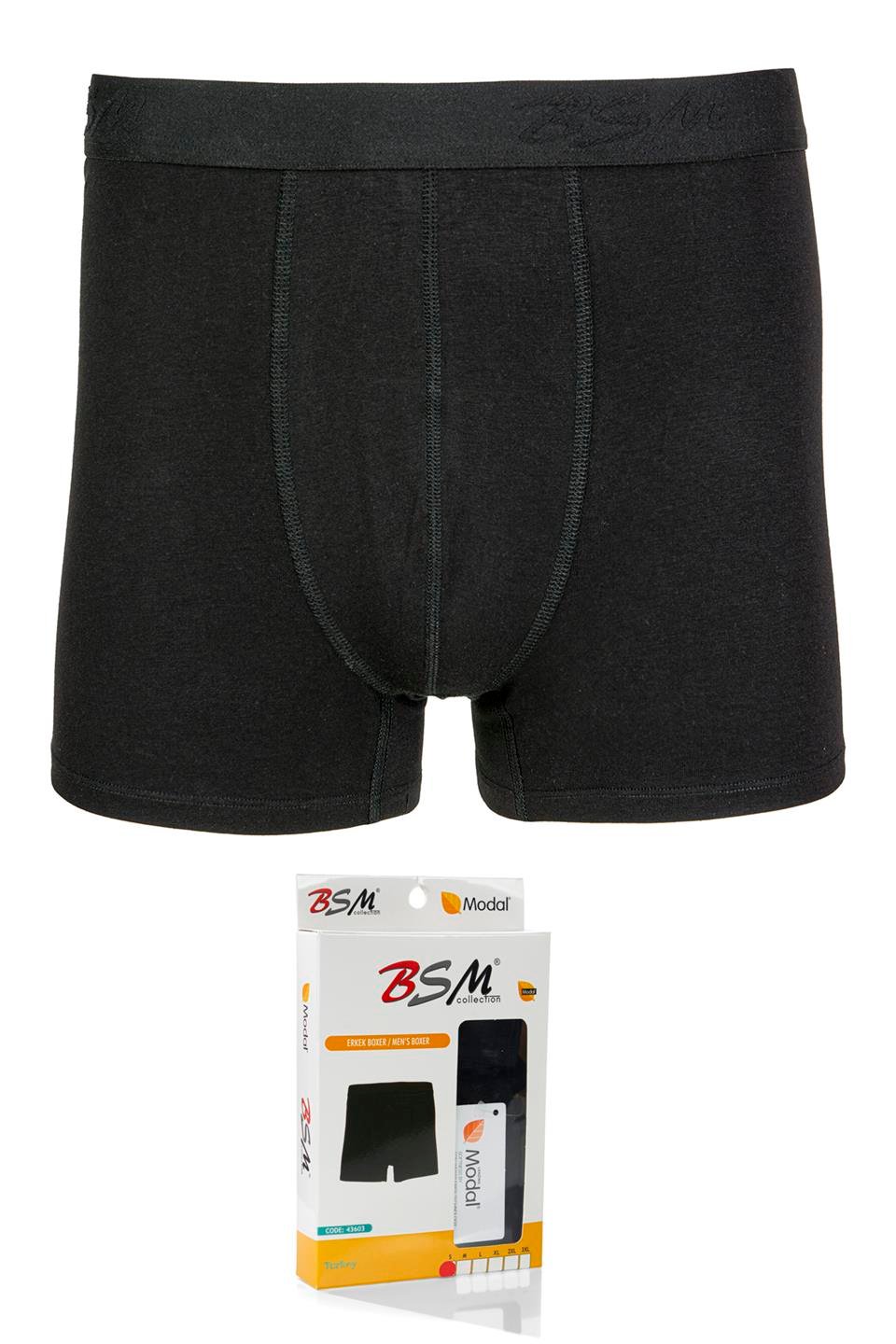 Bsm Modal Erkek Dıştan Lastikli Boxer 43603 - Siyah