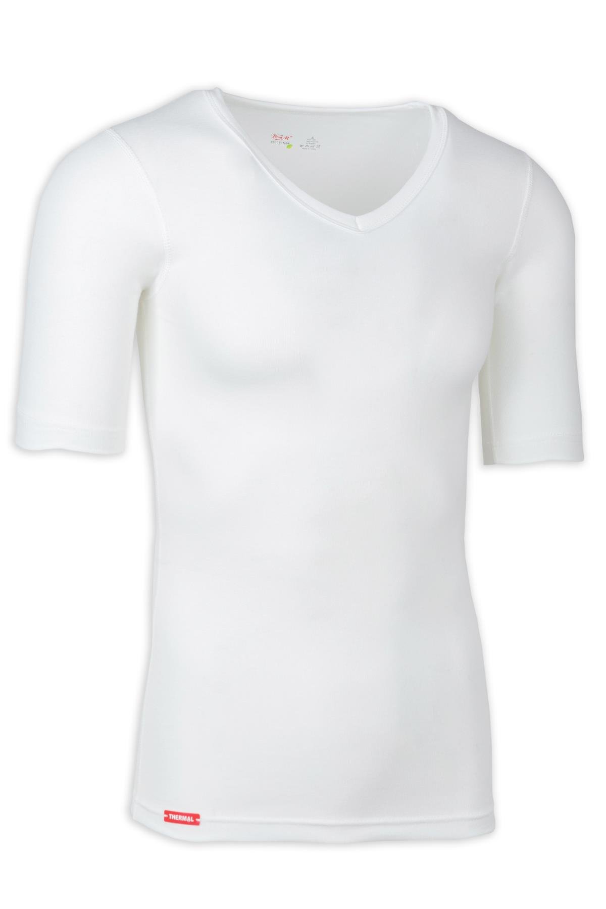 Bsm Unısex Kısakol V Yaka Viloft Termal Body 10303 - Ekru