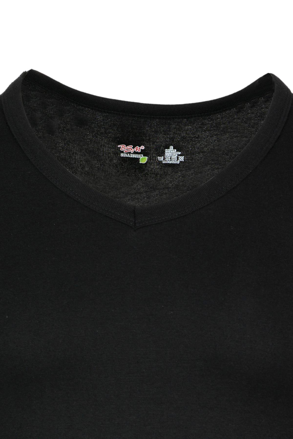 Bsm Unısex Kısakol V Yaka Viloft Termal Body 10303 - Siyah