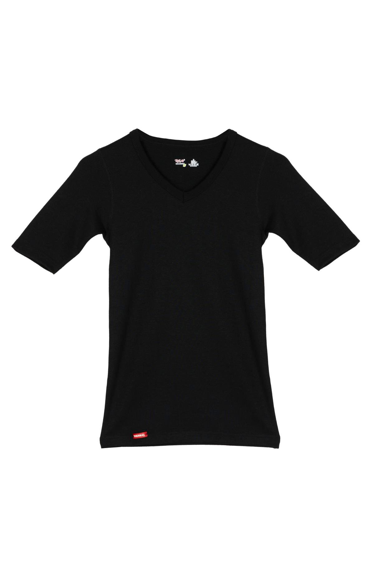 Bsm Unısex Kısakol V Yaka Viloft Termal Body 10303 - Siyah