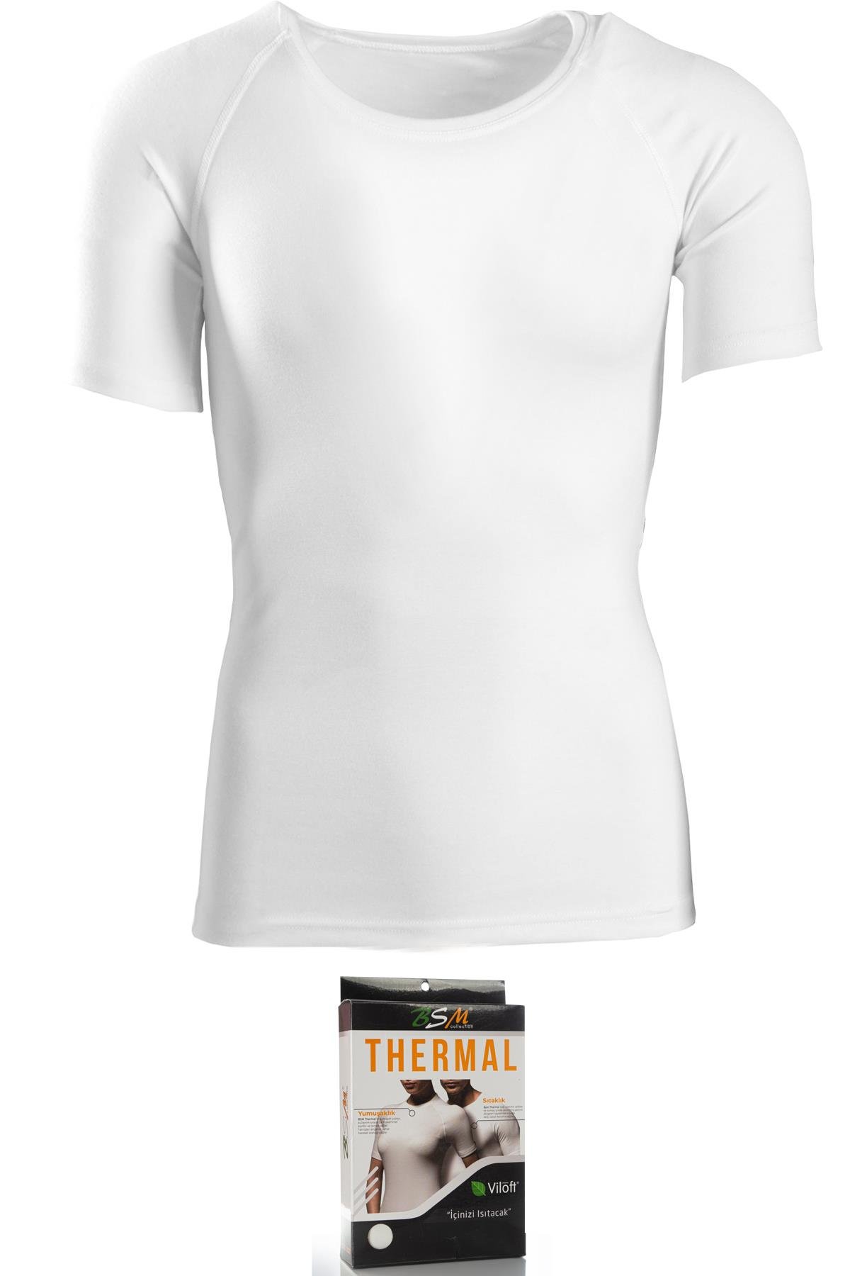 Bsm Unısex Viloft Sıfır Yaka Kısakol Termal Body 10323 - Ekru